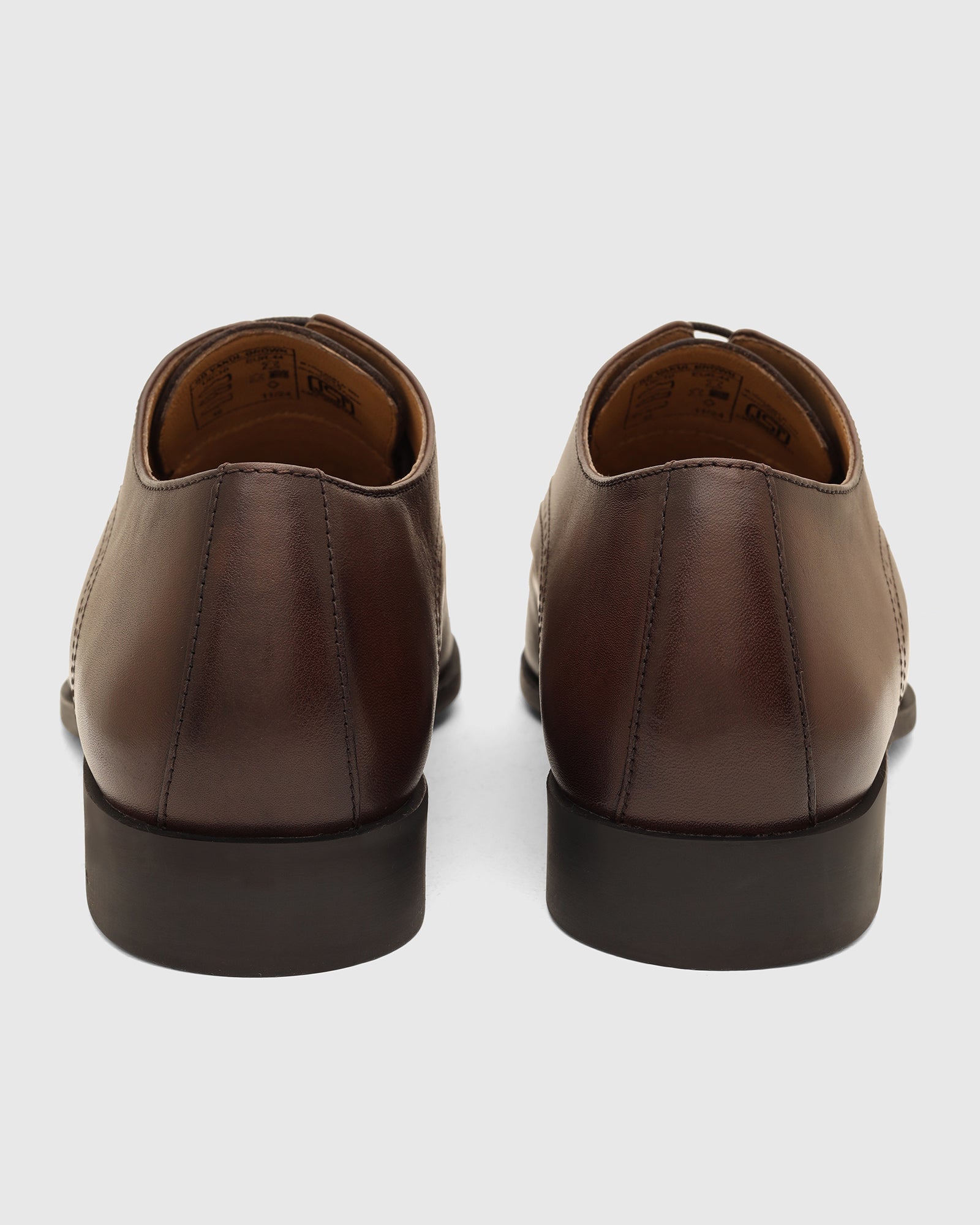 Leather Brown Solid Derby Shoes - Vakul