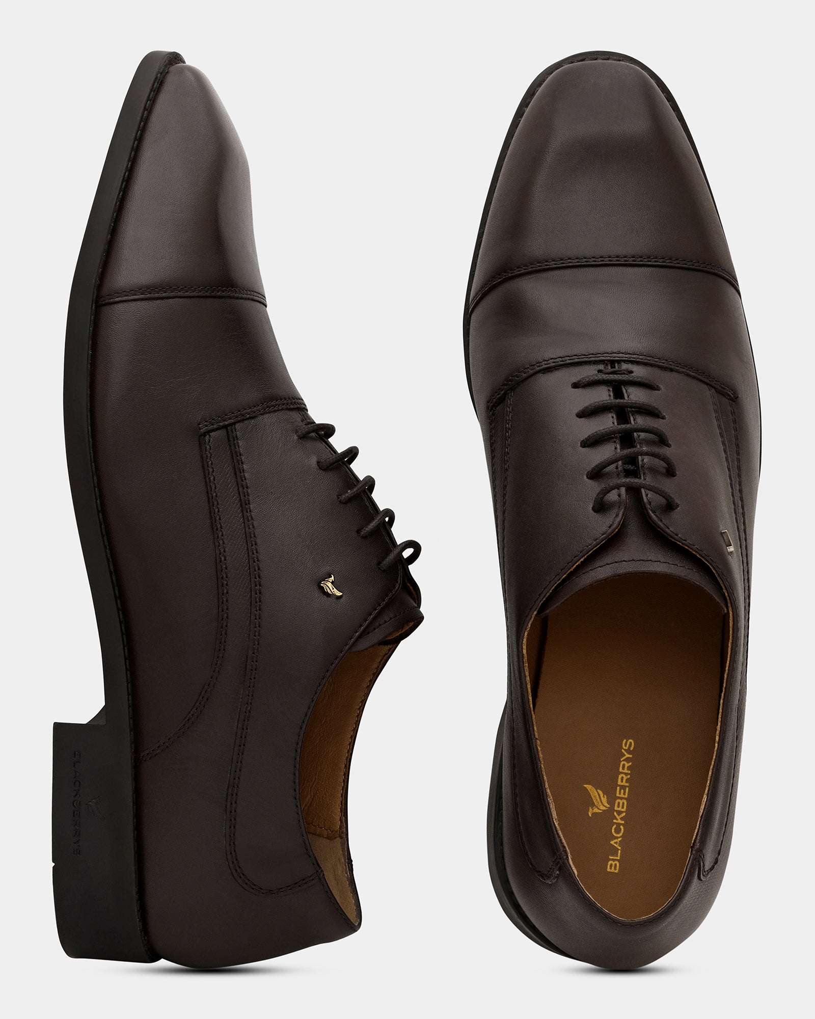 Leather Brown Solid Oxford Shoes - Apricot