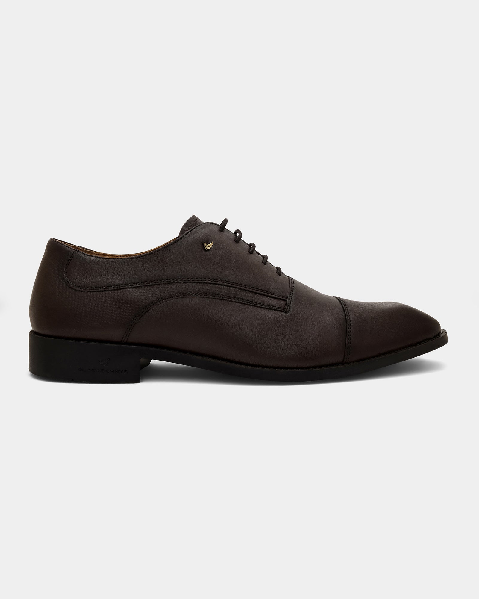 Leather Brown Solid Oxford Shoes - Apricot
