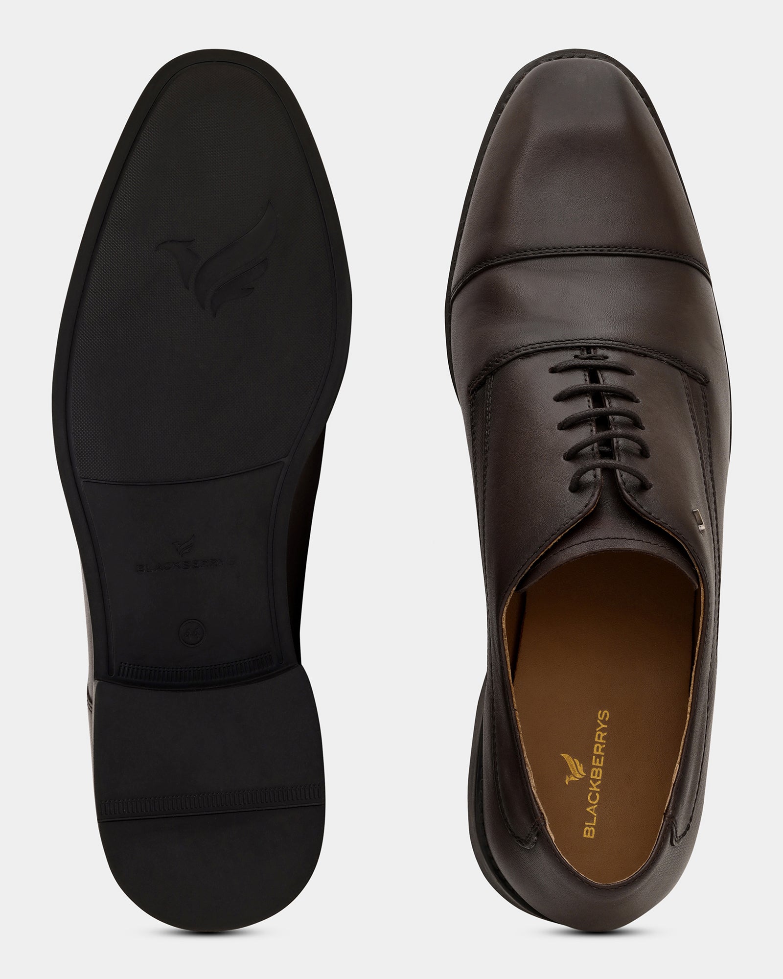 Leather Brown Solid Oxford Shoes - Apricot
