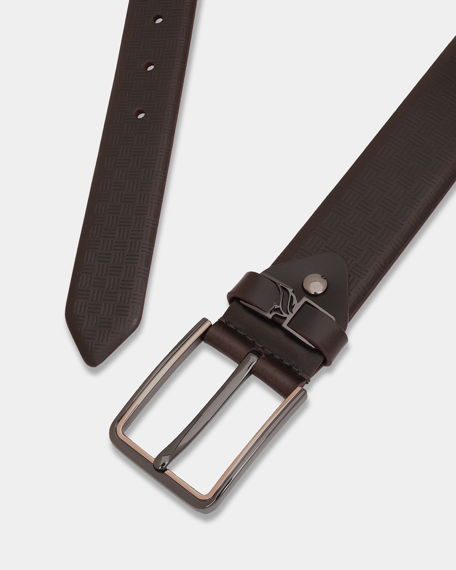 Leather Brown Textured Belt - Afton