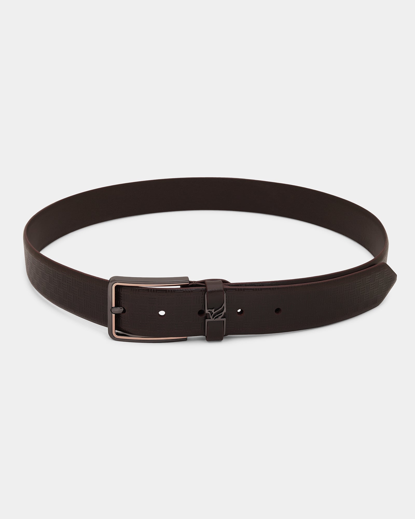 Leather Brown Textured Belt - Afton