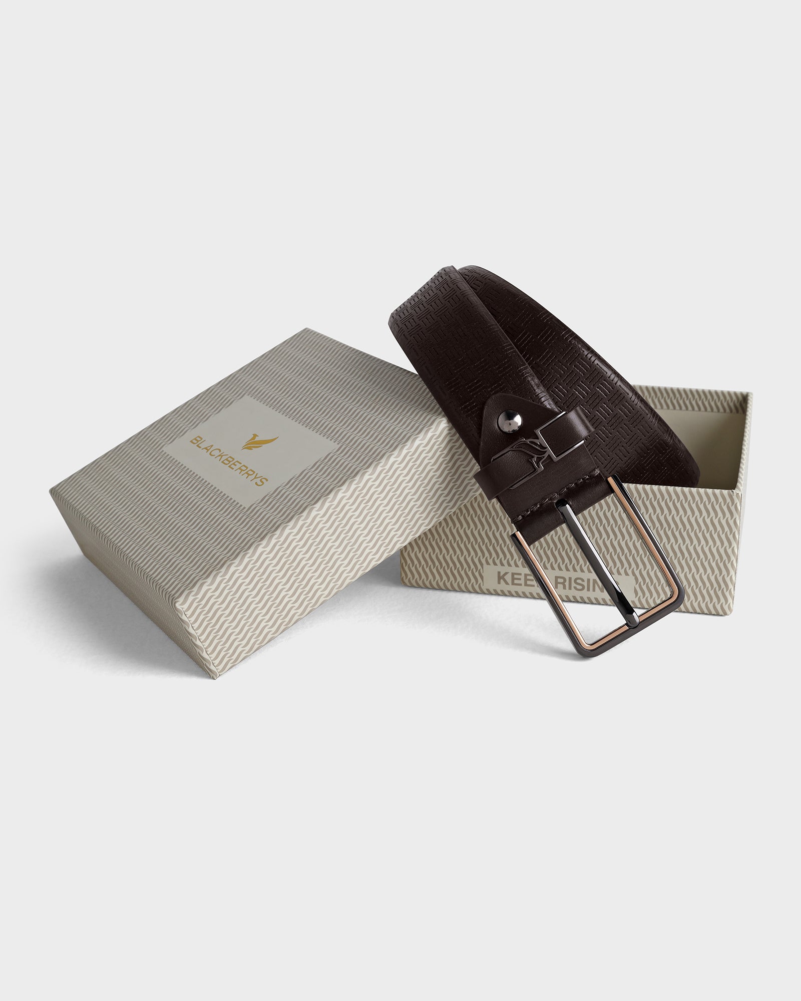 Leather Brown Textured Belt - Afton