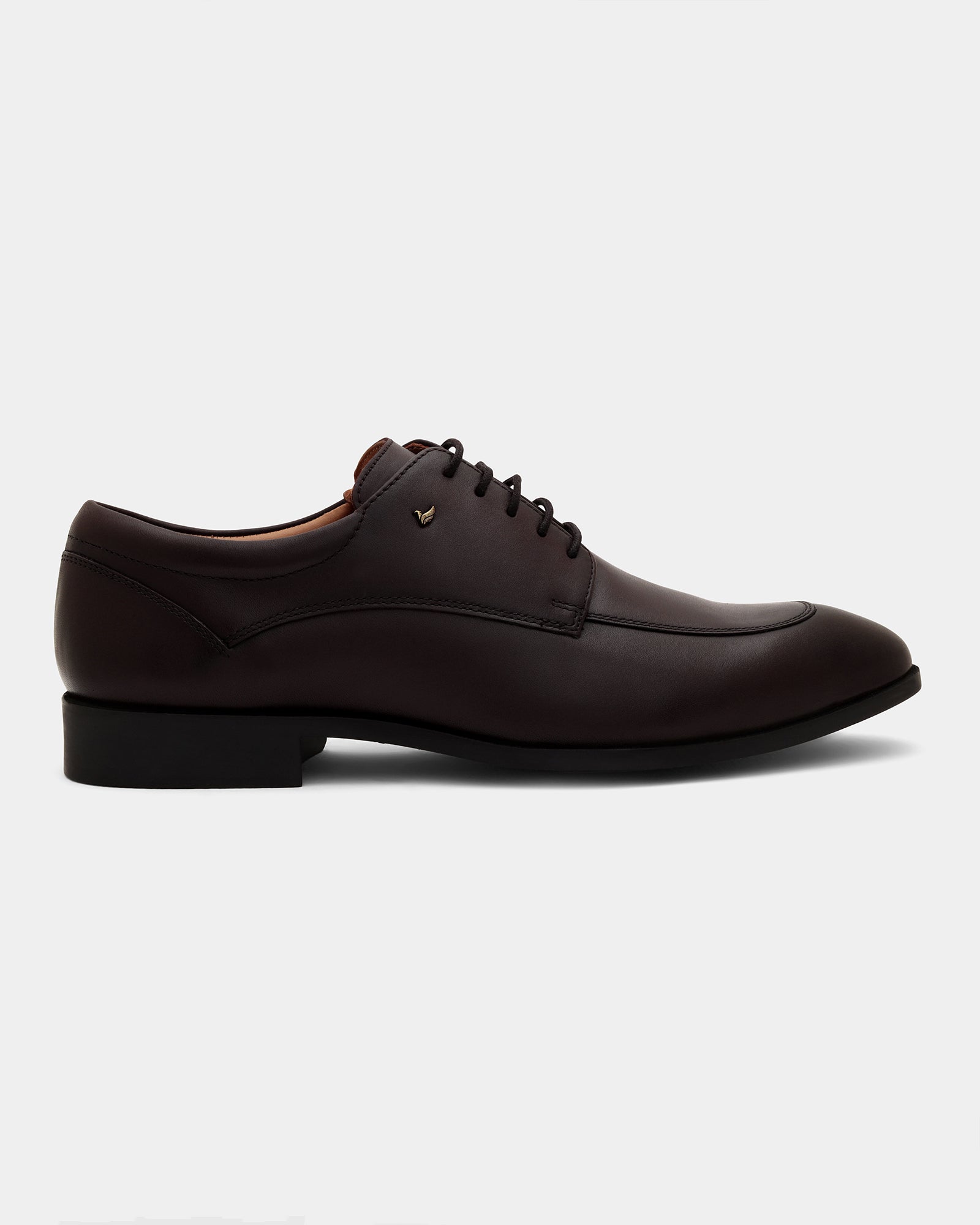 Leather Brown Solid Derby Shoes - Aztec