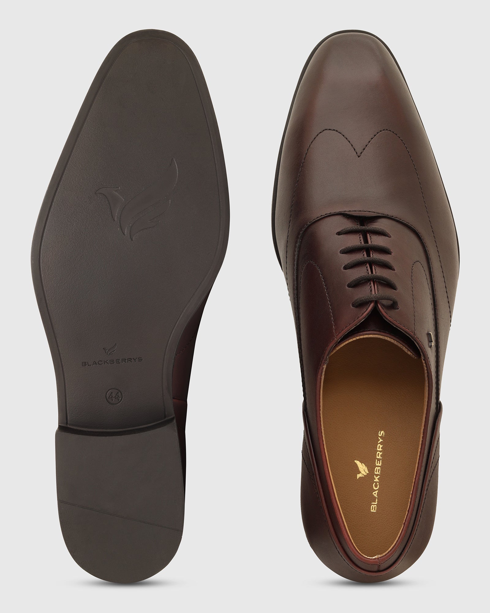 Leather Burgandy Solid Oxford Shoes - Vena