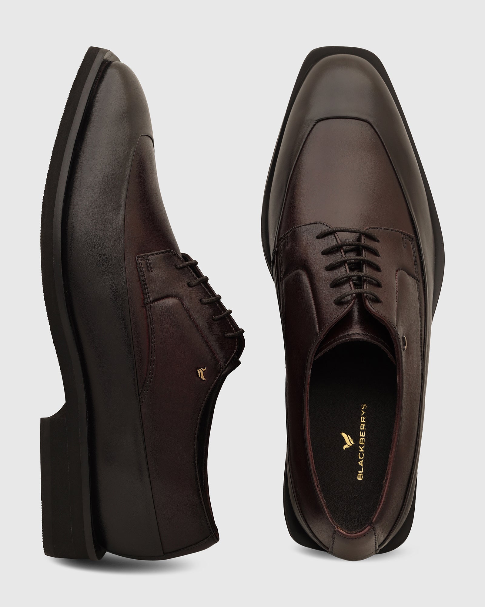 Leather Burgandy Solid Oxford Shoes - Vistara
