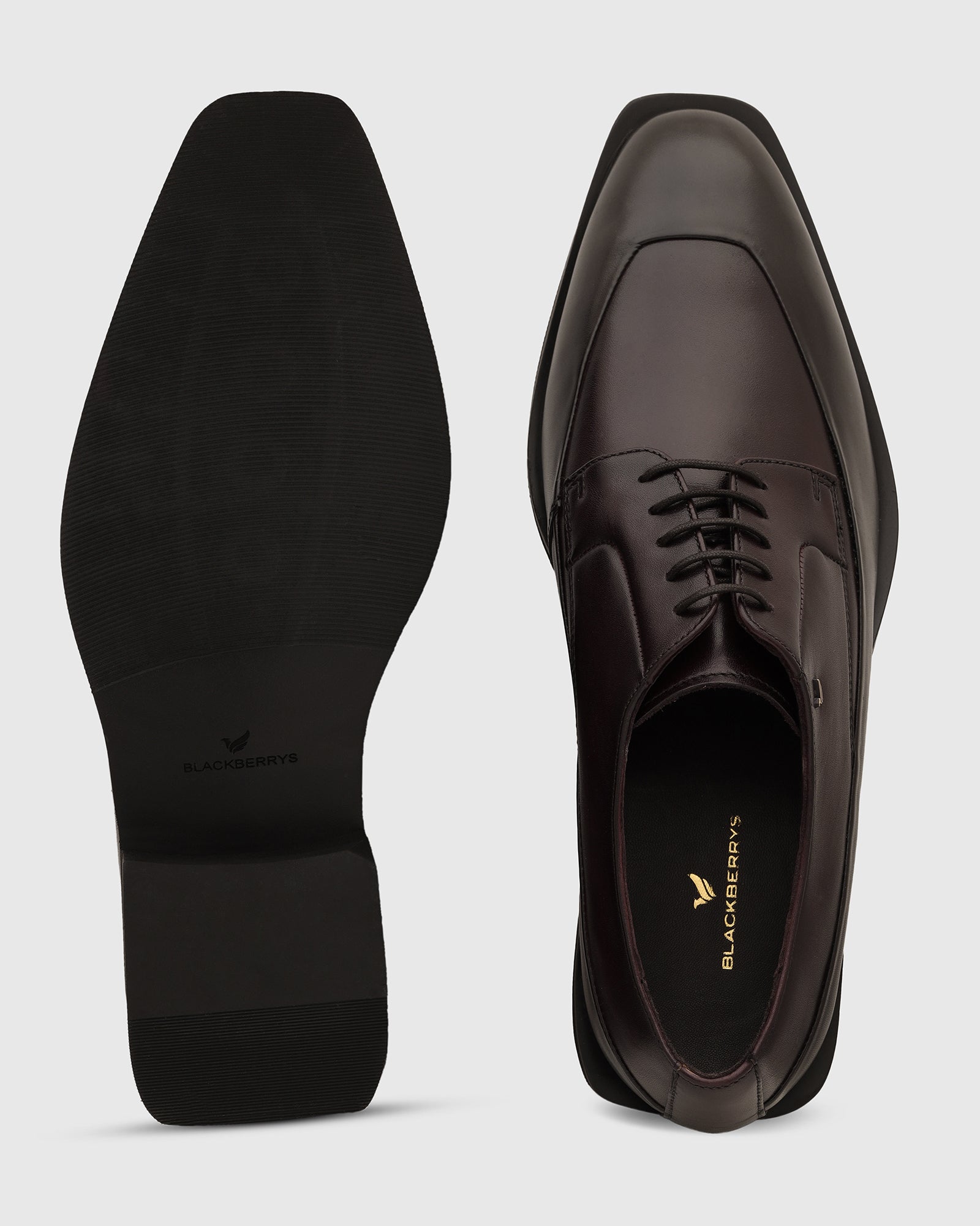 Leather Burgandy Solid Oxford Shoes - Vistara