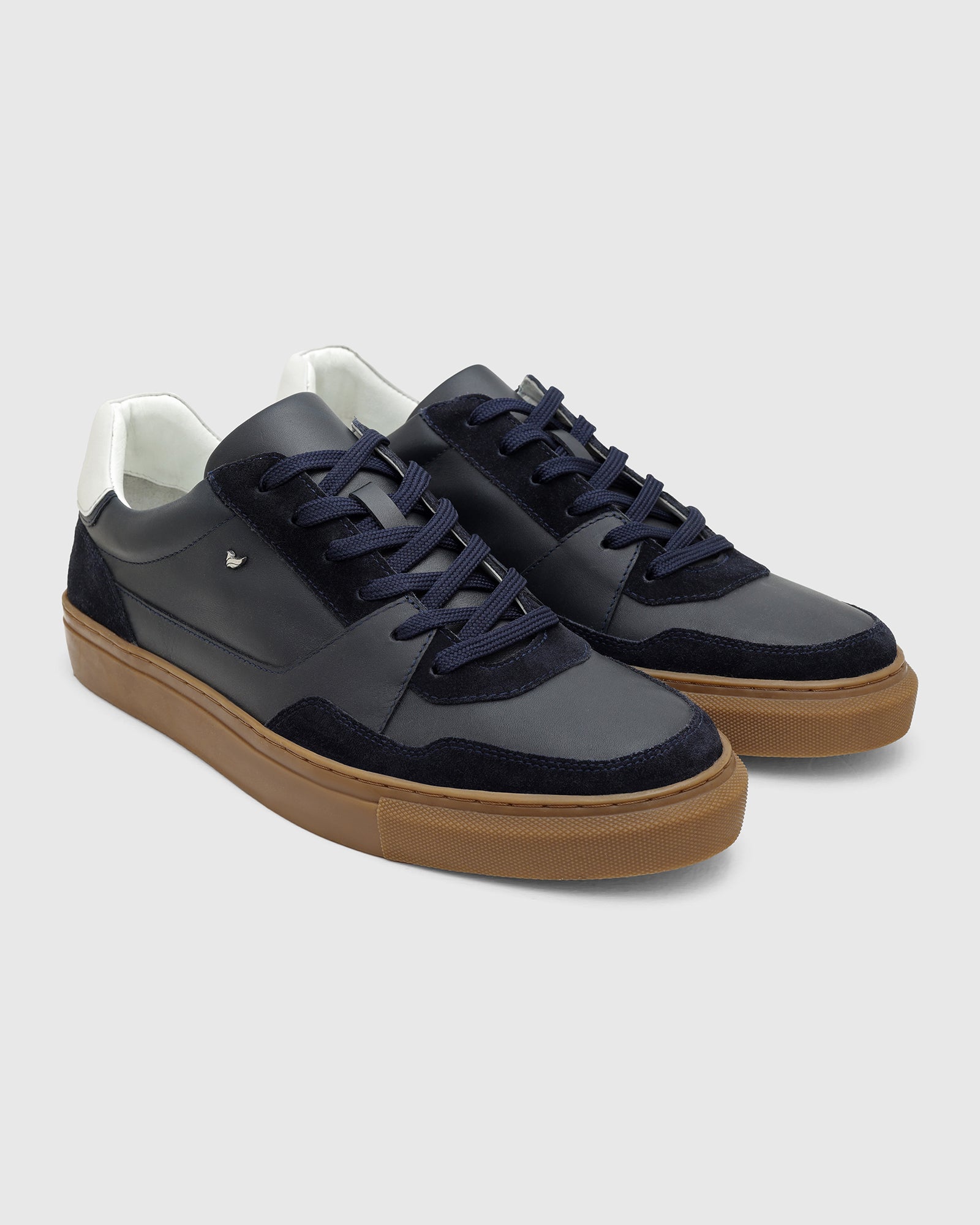 Leather Navy Solid Sneakers - Viva