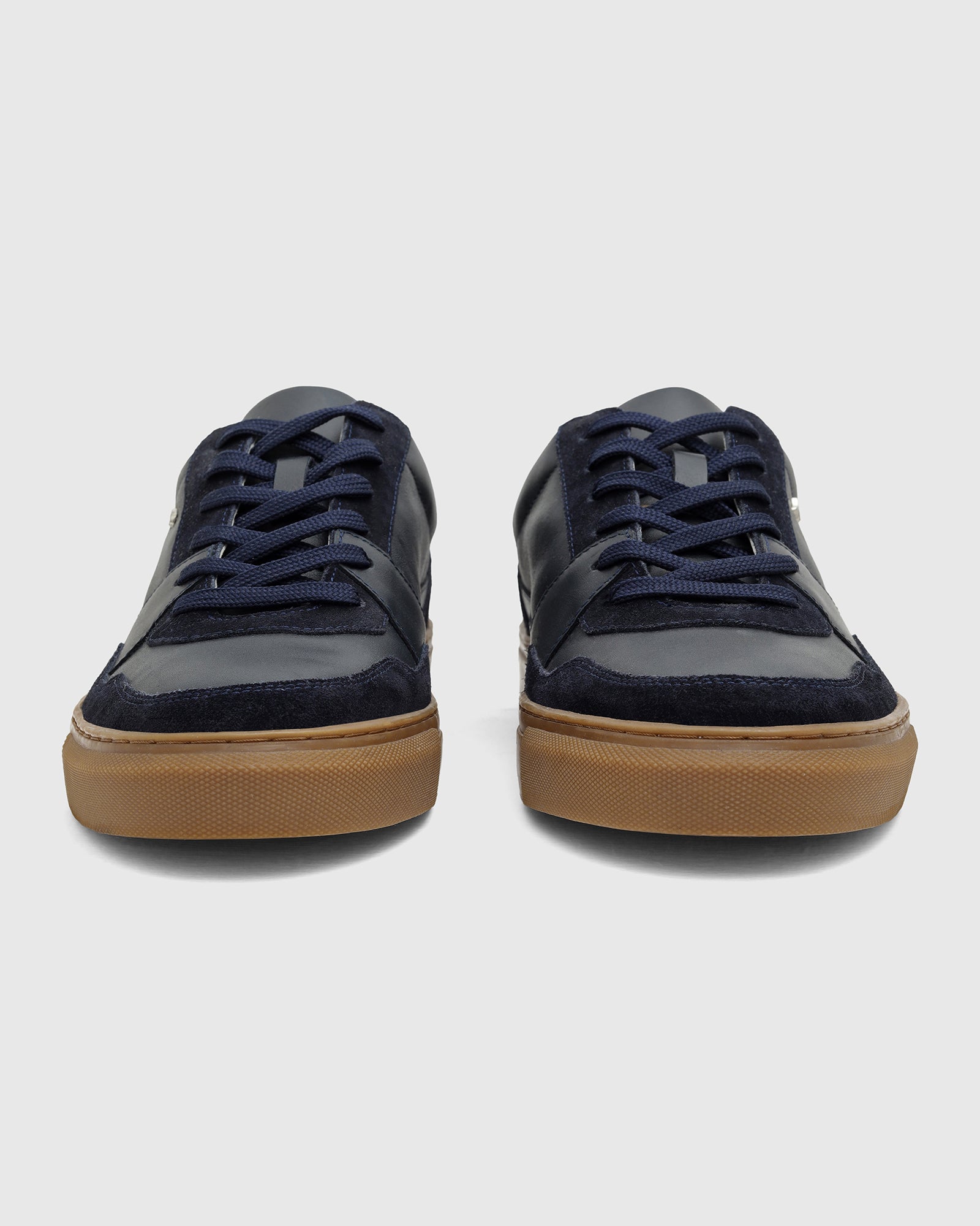Leather Navy Solid Sneakers - Viva