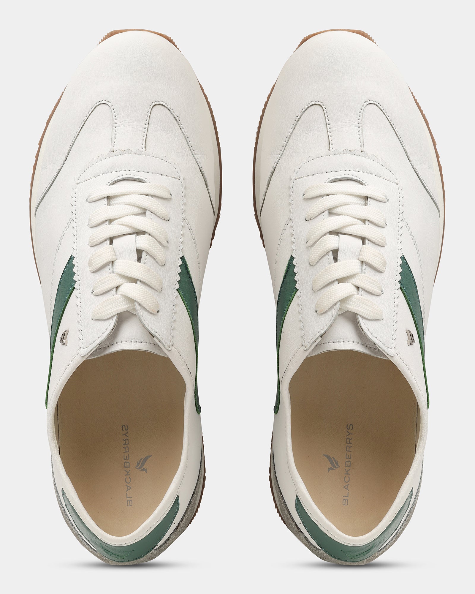 Leather Off White Solid Sneakers - Voro