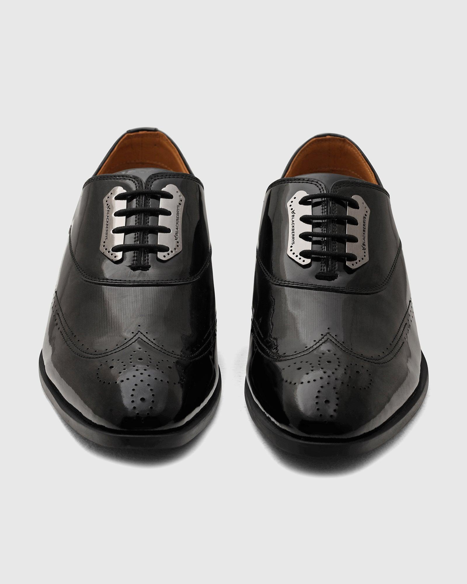 Leather Black Solid Oxford Shoes - Reed - Blackberrys