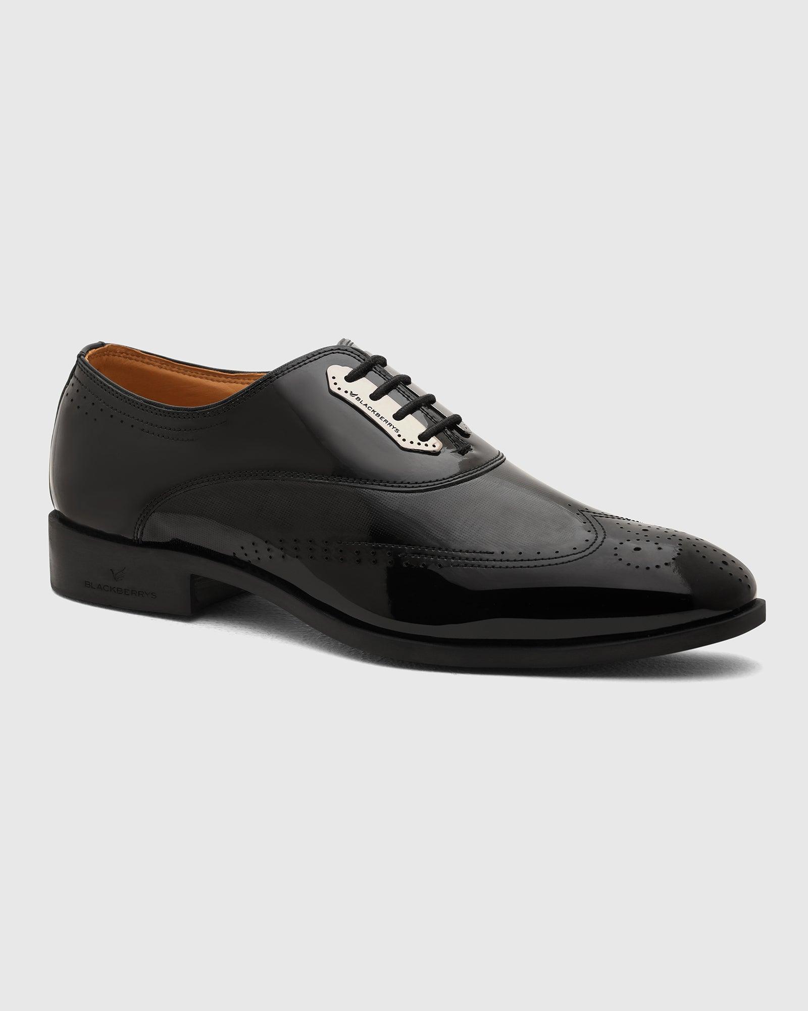 Leather Black Solid Oxford Shoes - Reed - Blackberrys