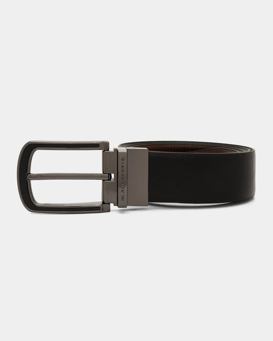 Leather Reversible Black & Brown Textured Belt - Aplite