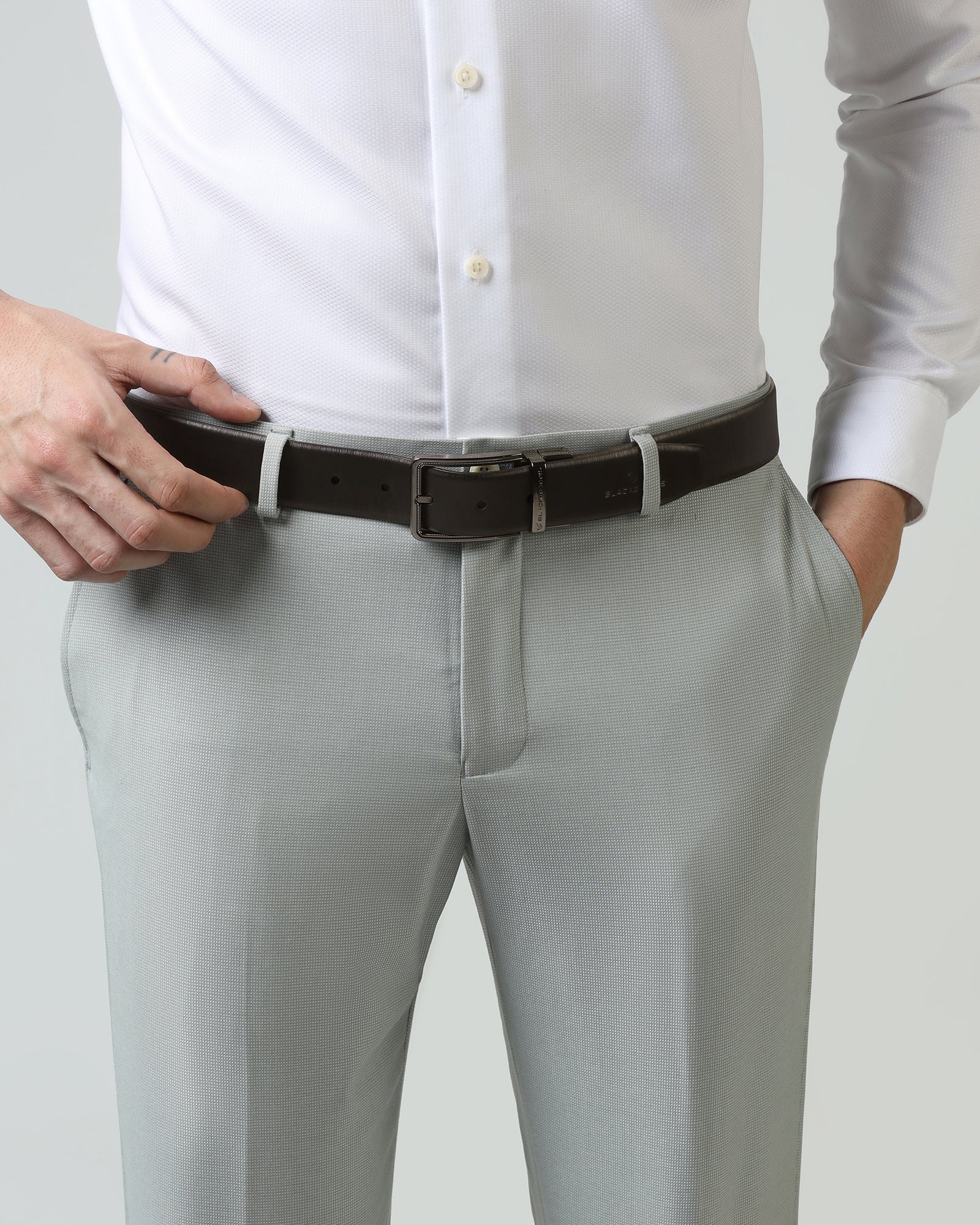 Leather Reversible Black & Brown Textured Belt - Vallen