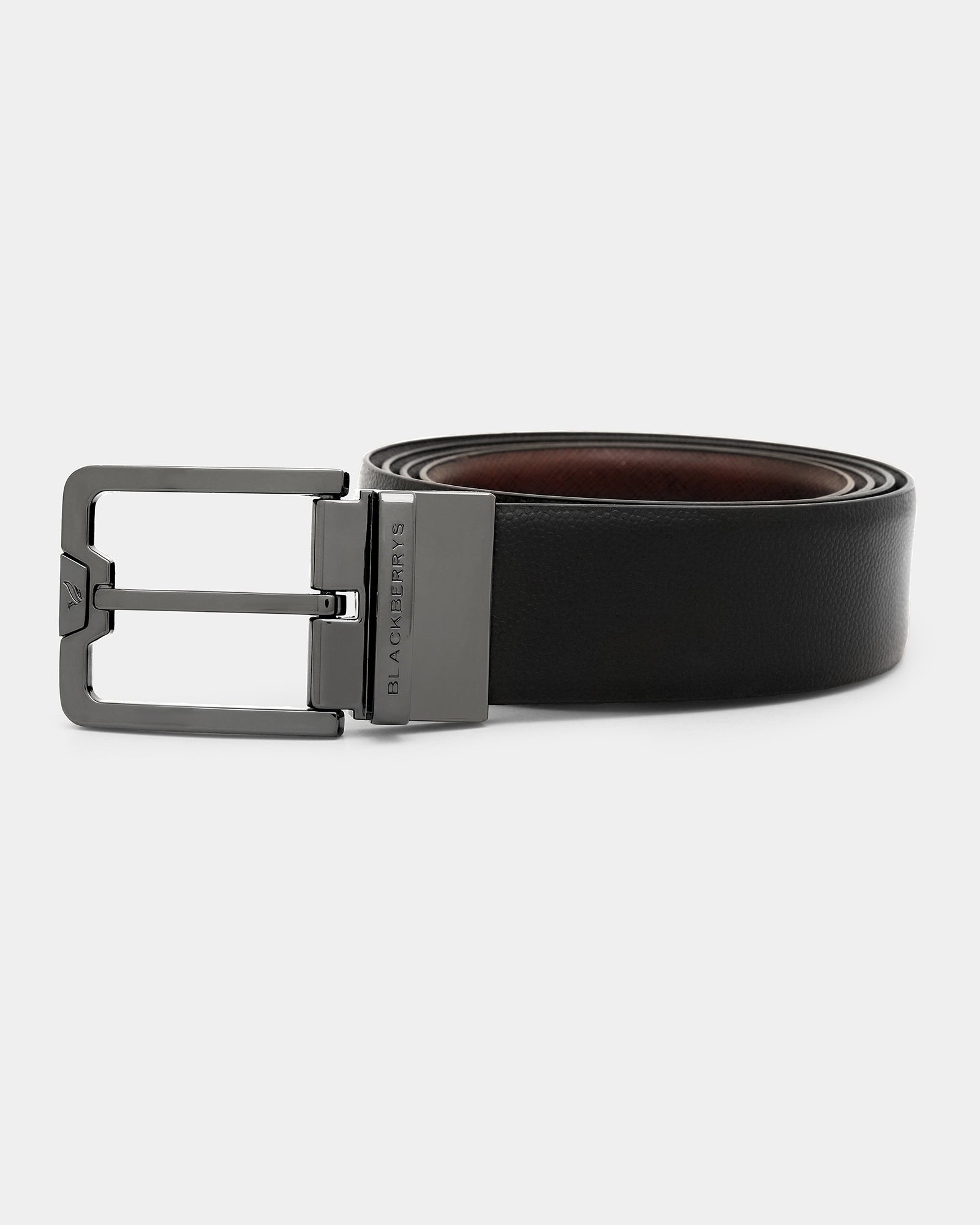 Leather Reversible Black & Burgandy Textured Belt - Arizona