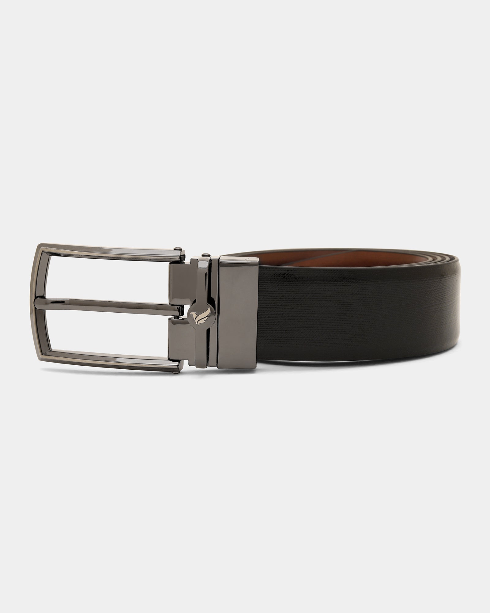 Leather Reversible Black & Tan Textured Belt - Azure