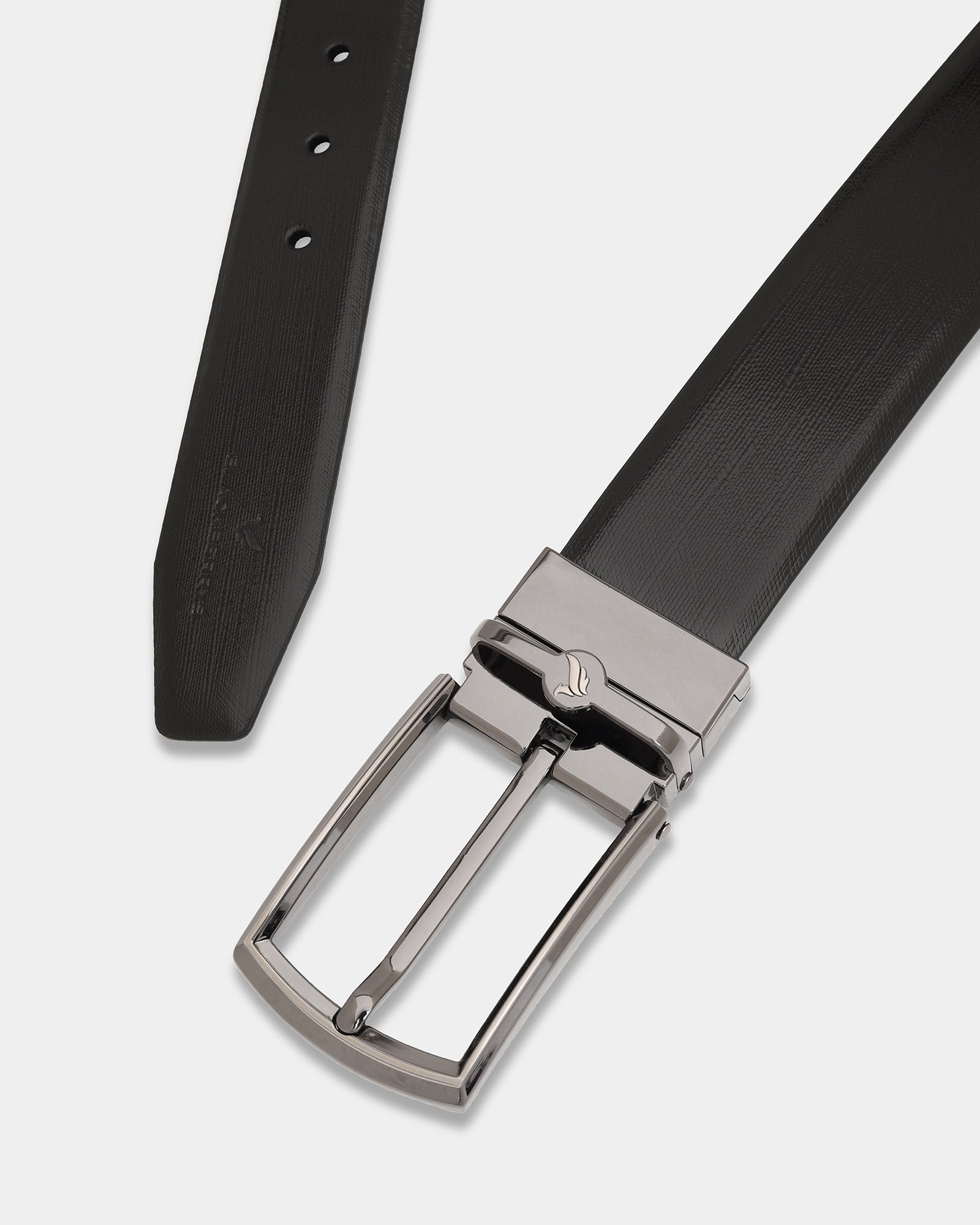 Leather Reversible Black & Tan Textured Belt - Azure