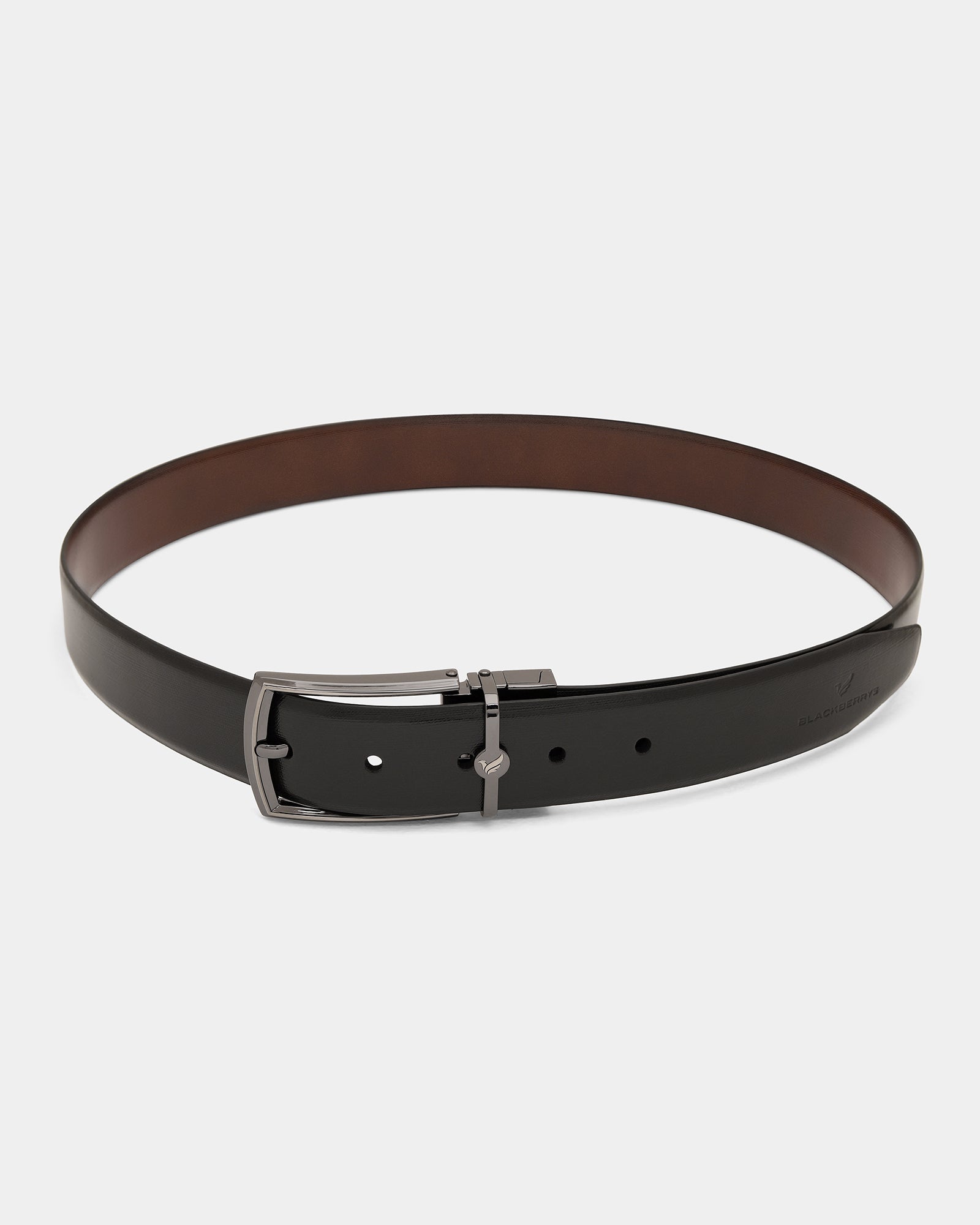 Leather Reversible Black & Tan Textured Belt - Azure