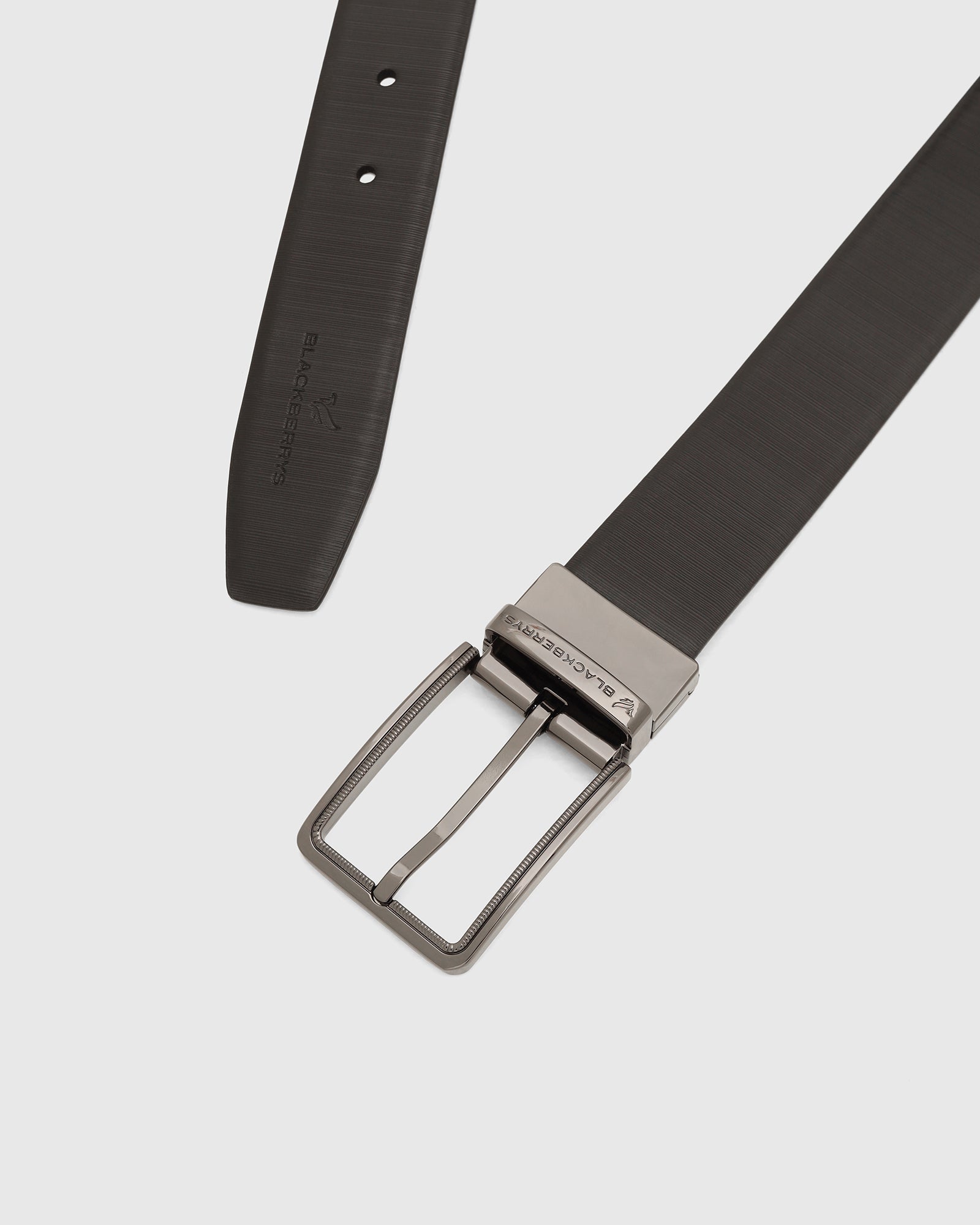 Leather Reversible Black & Brown Textured Belt - Vallen