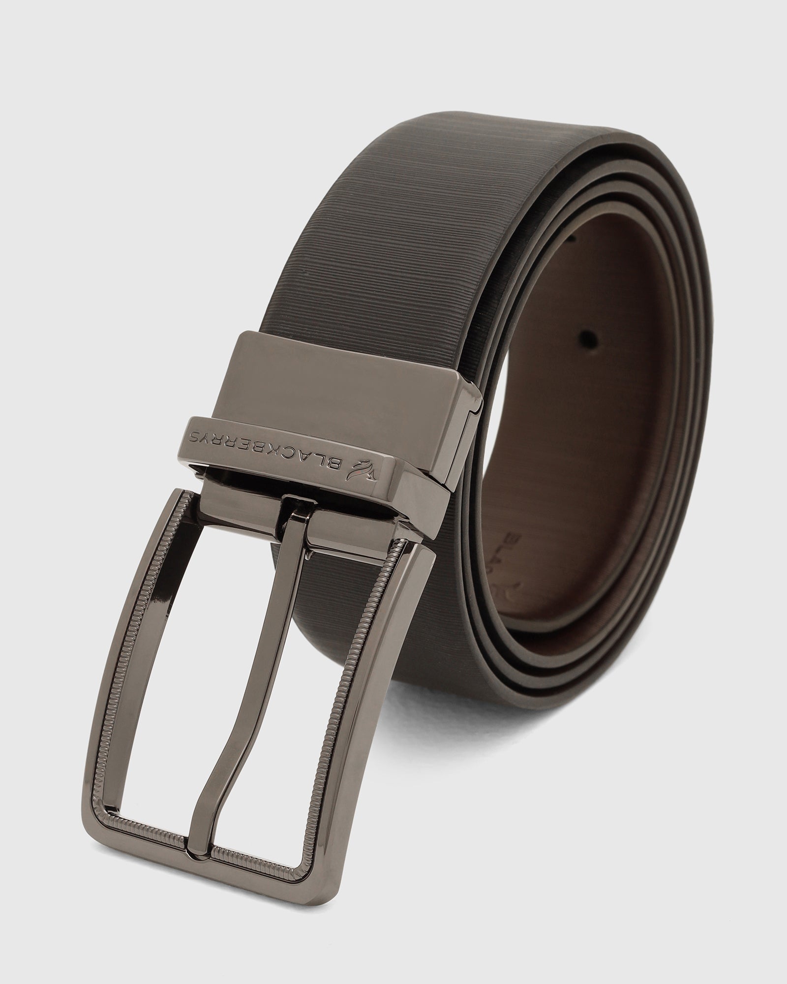 Leather Reversible Black & Brown Textured Belt - Vallen