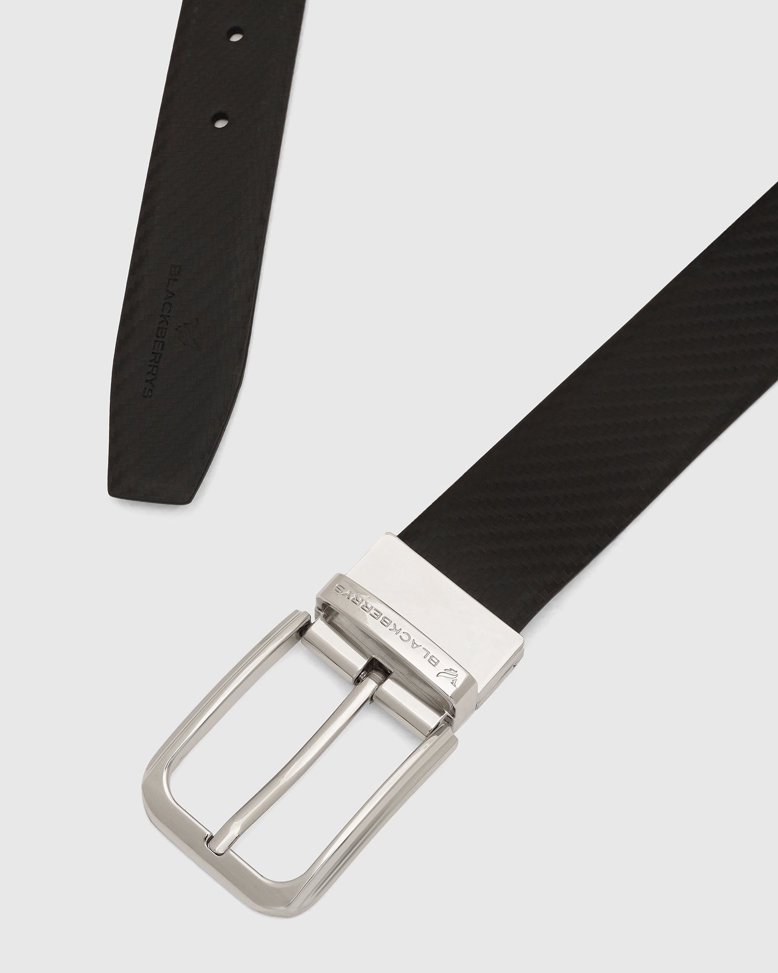 Leather Reversible Black & Brown Textured Belt - Vegas