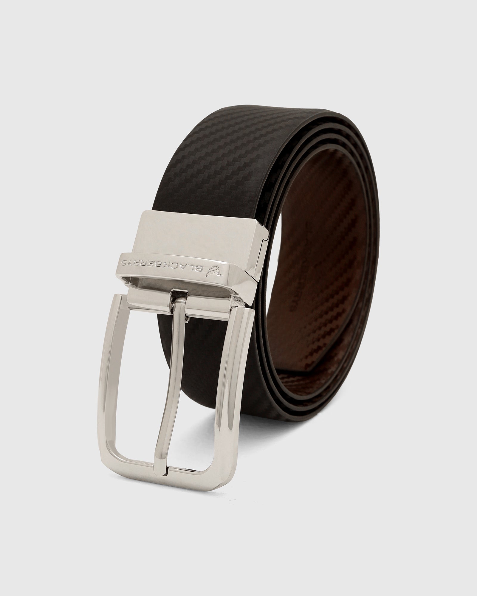 Leather Reversible Black & Brown Textured Belt - Vegas