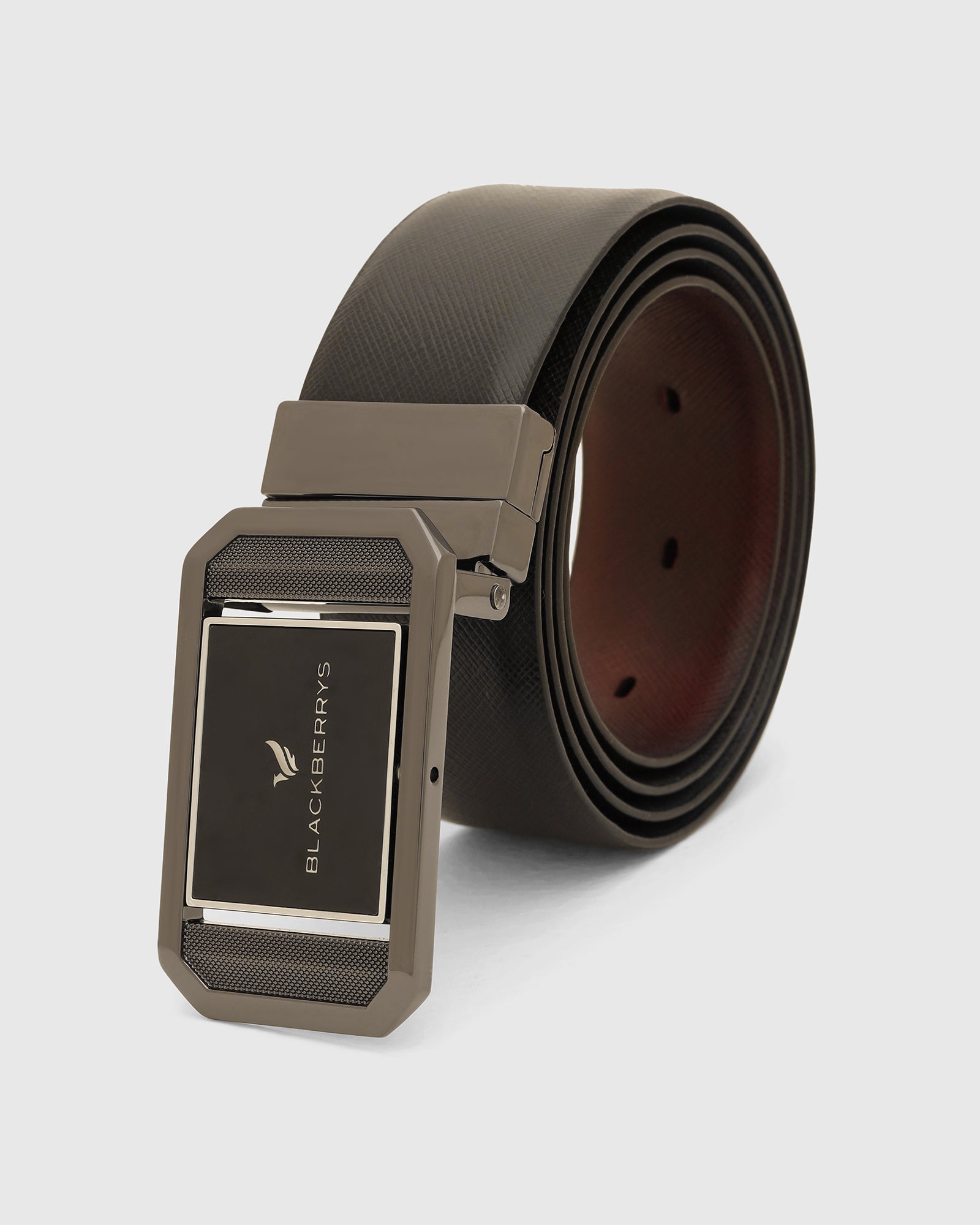 Leather Reversible Black & Burgundy Solid Belt - Vitor