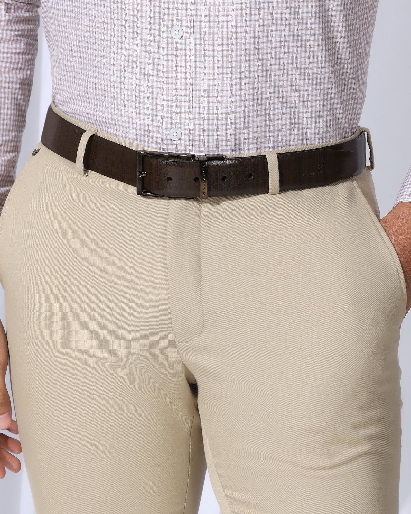 Leather Reversible Black & Tan Textured Belt - Vallen