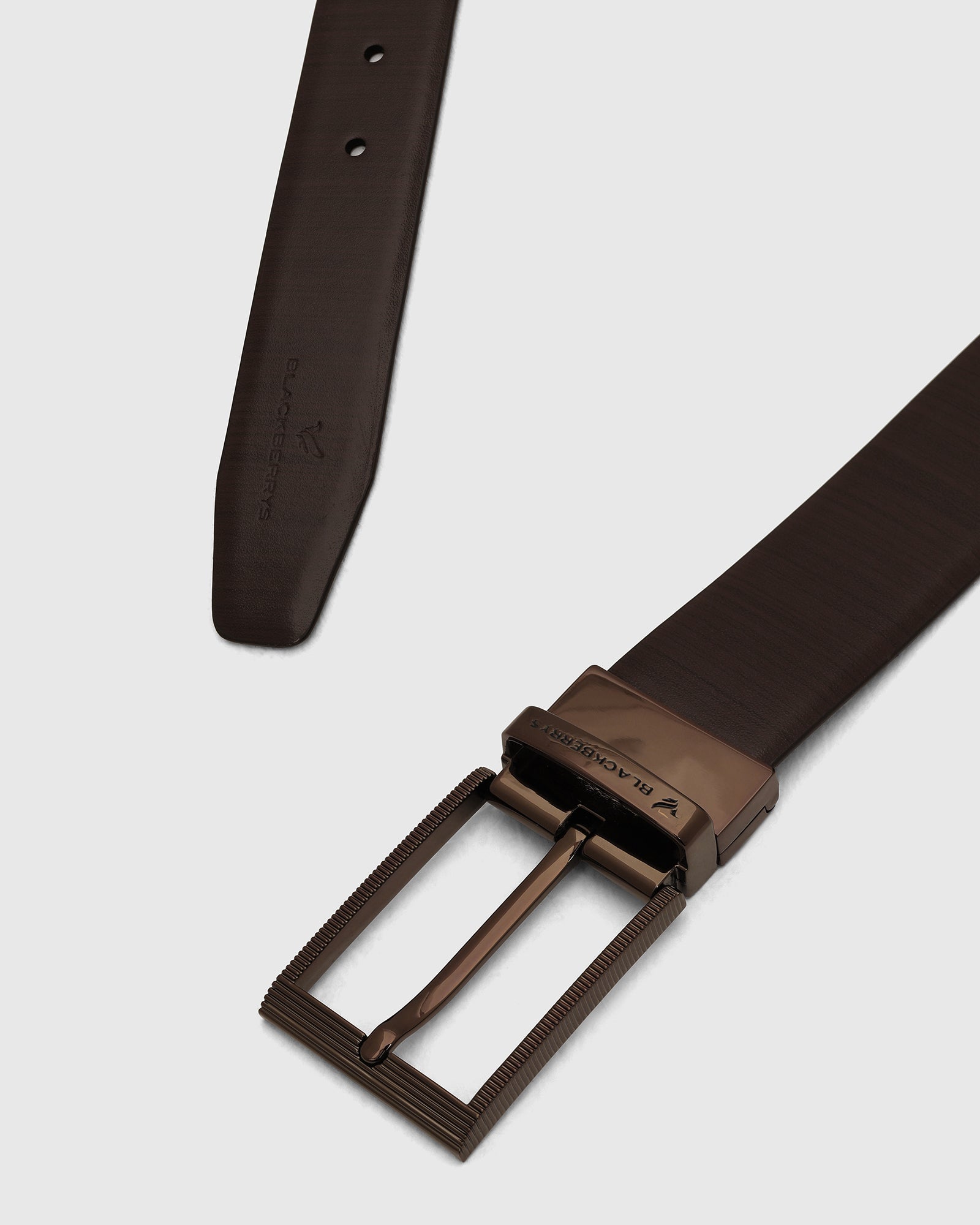Leather Reversible Black & Tan Textured Belt - Vallen