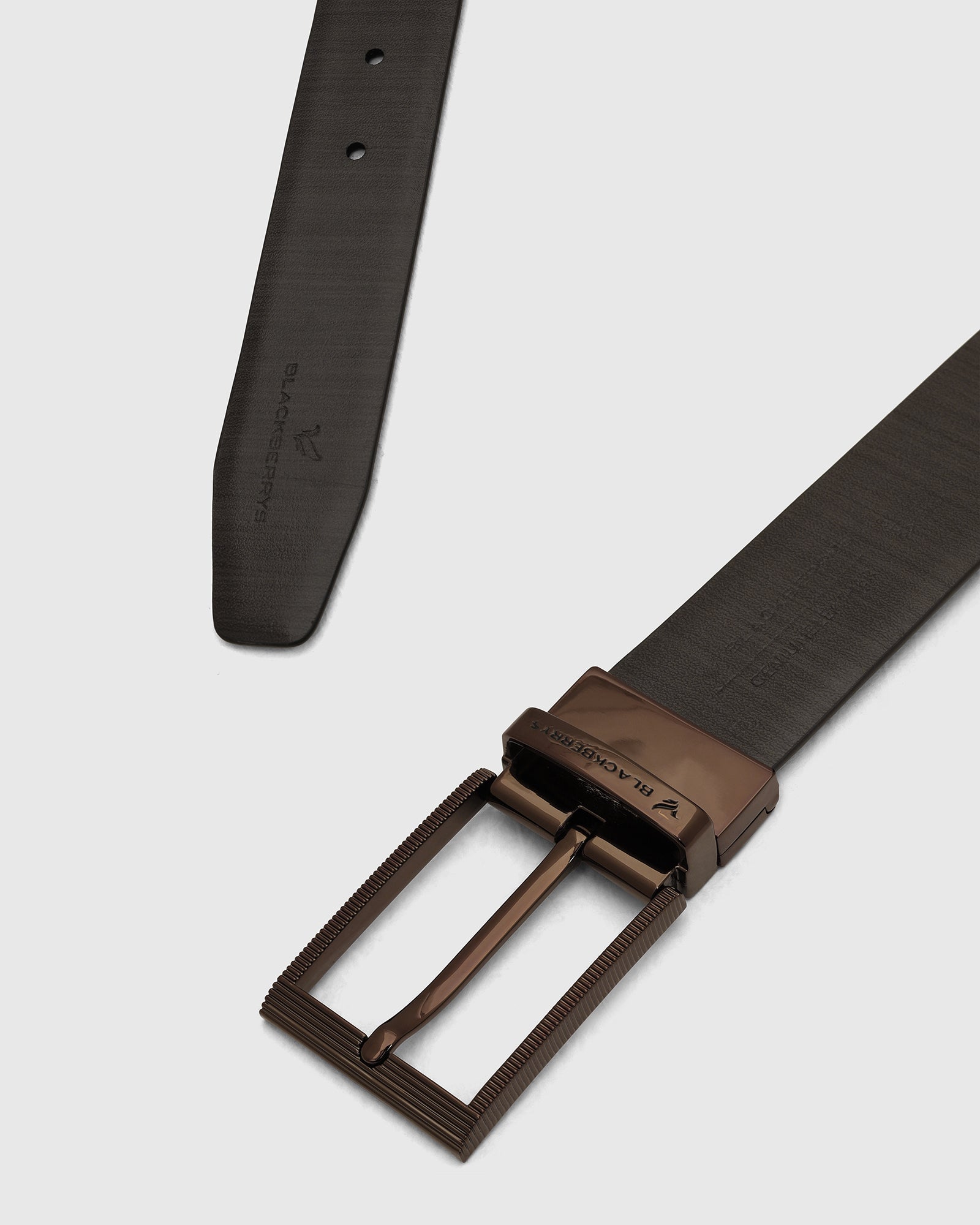Leather Reversible Black & Tan Textured Belt - Vallen