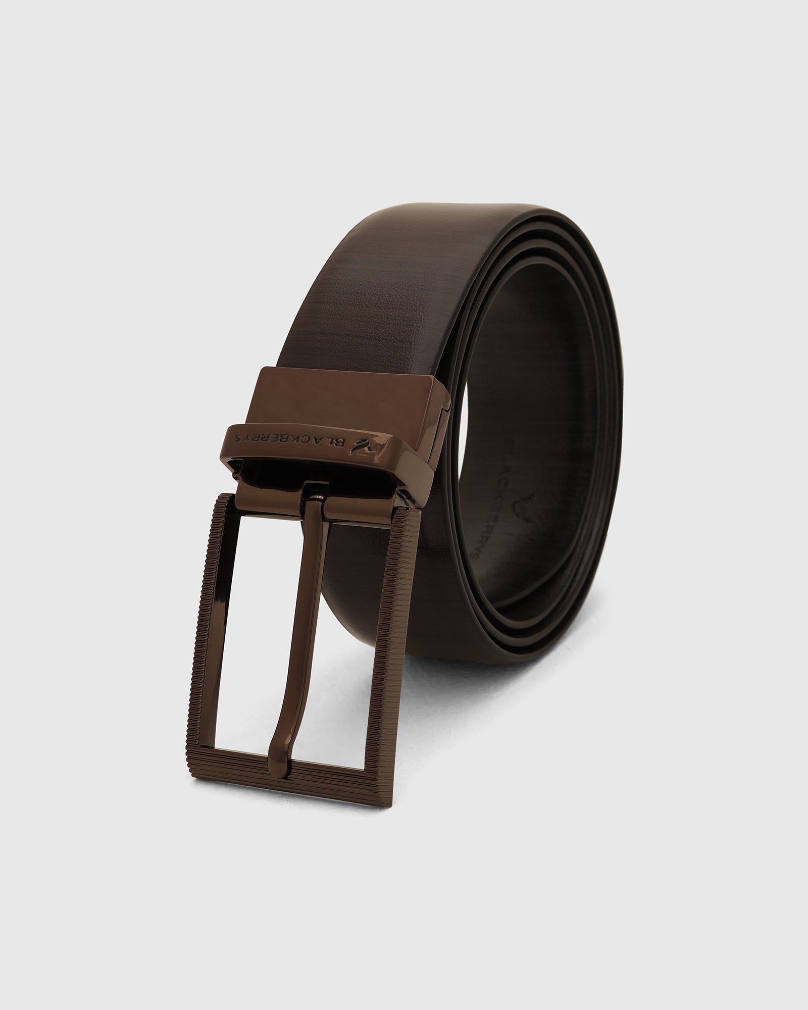 Leather Reversible Black & Tan Textured Belt - Vallen