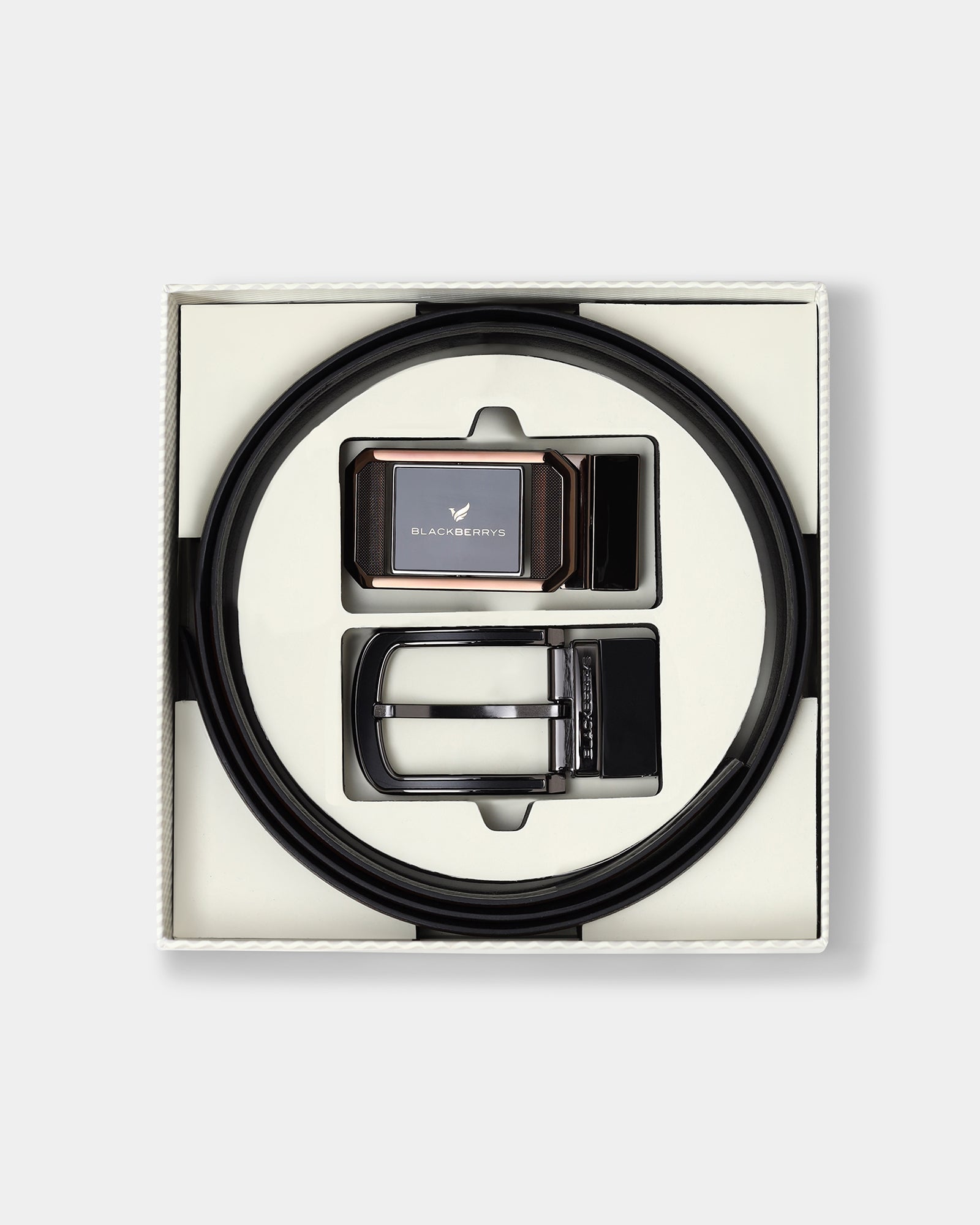 6-in-1 Reversible Leather Black & Brown Belt Gift Set - Averno