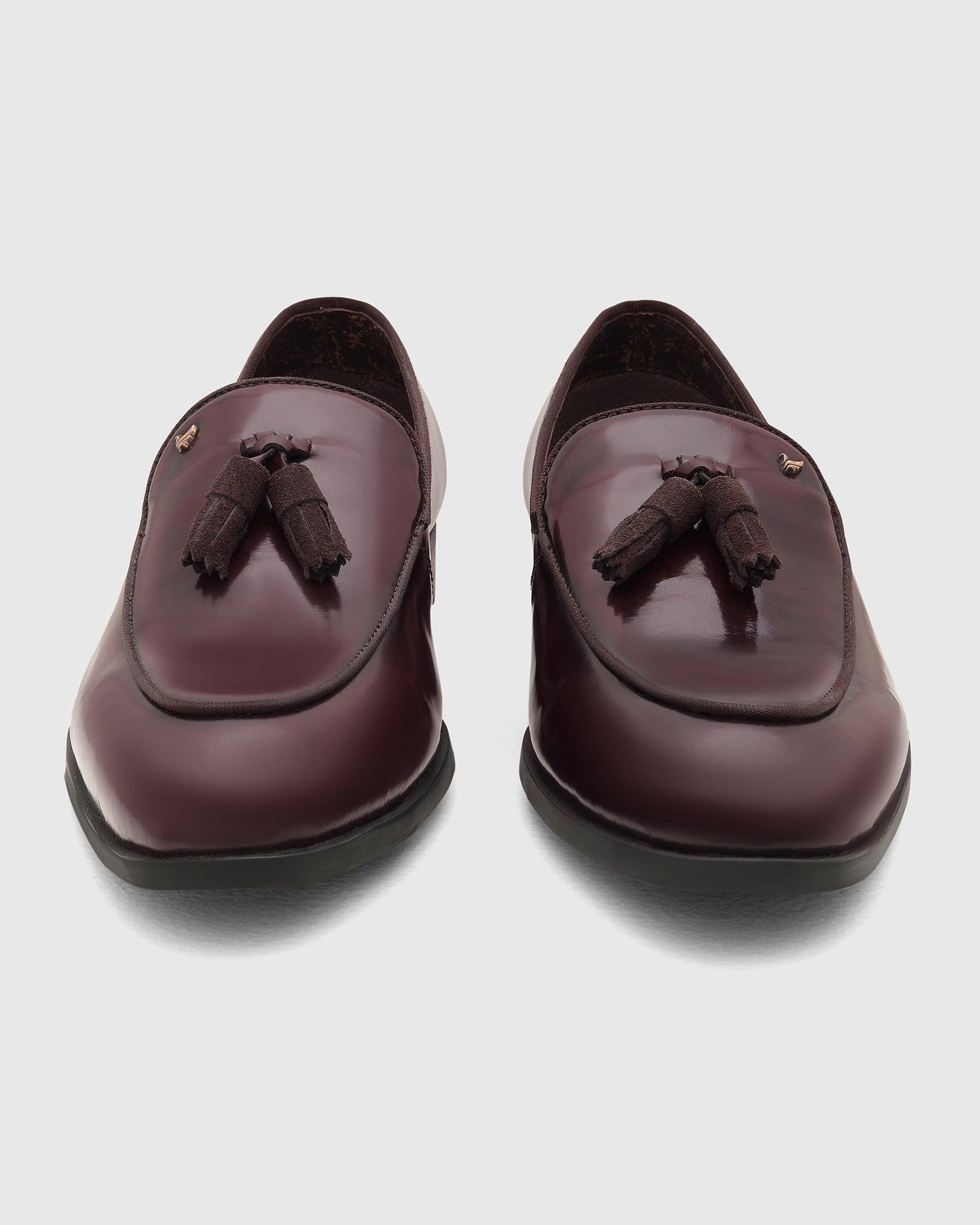 Leather Slip On Shoes In Burgundy (Rubber) - Blackberrys