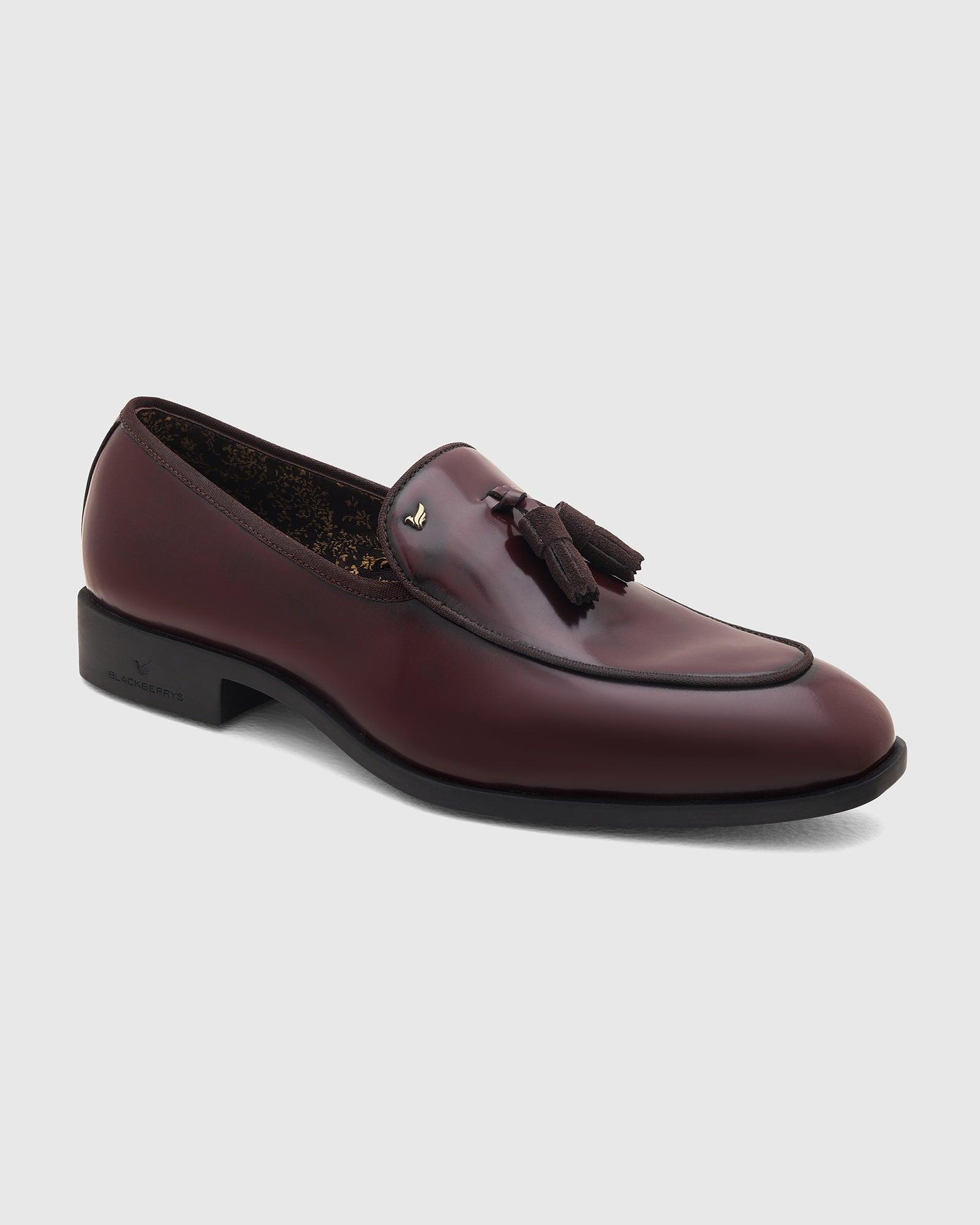 Leather Slip On Shoes In Burgundy (Rubber) - Blackberrys