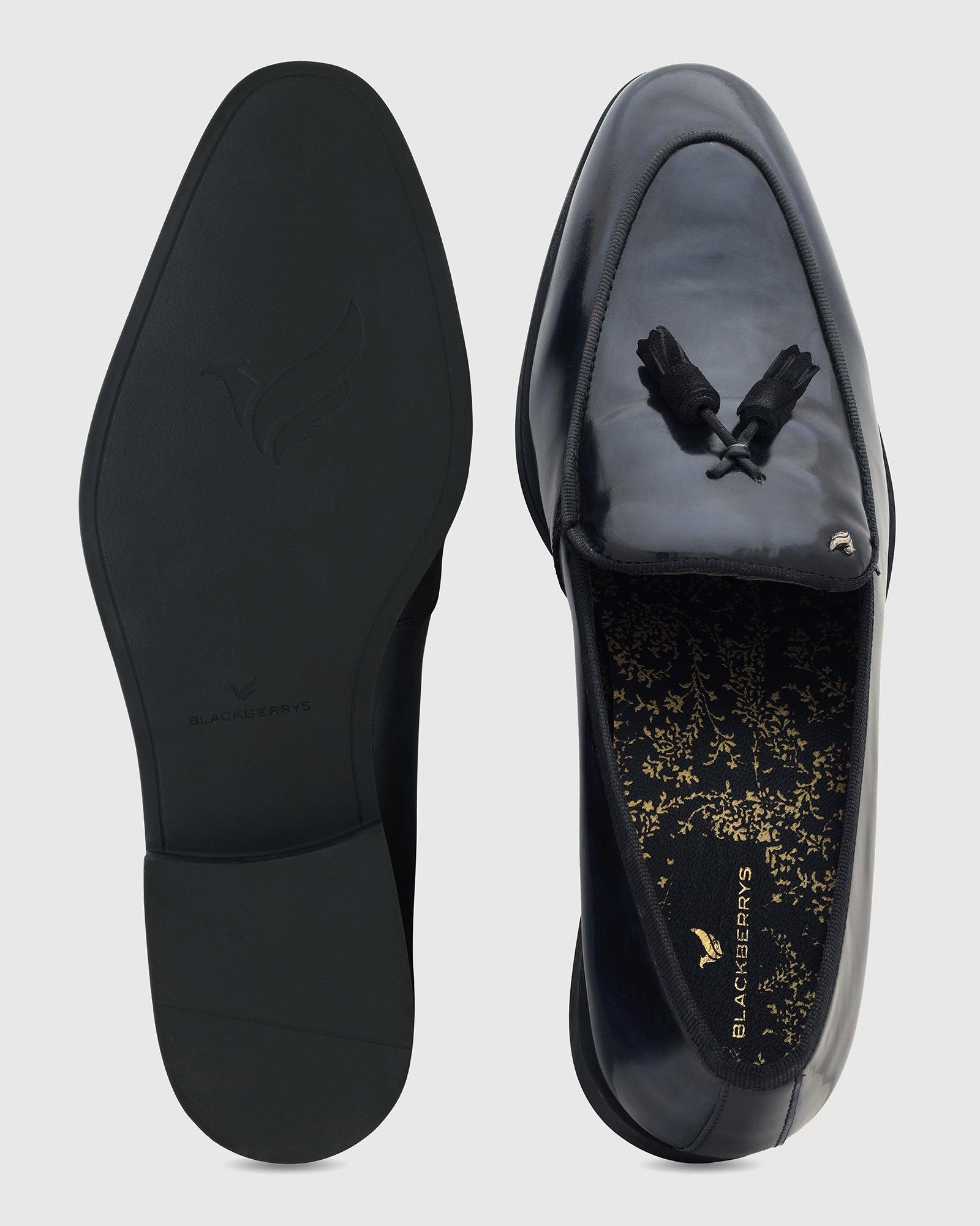 Leather Deep Navy Solid Slip On Shoes - Rubber - Blackberrys