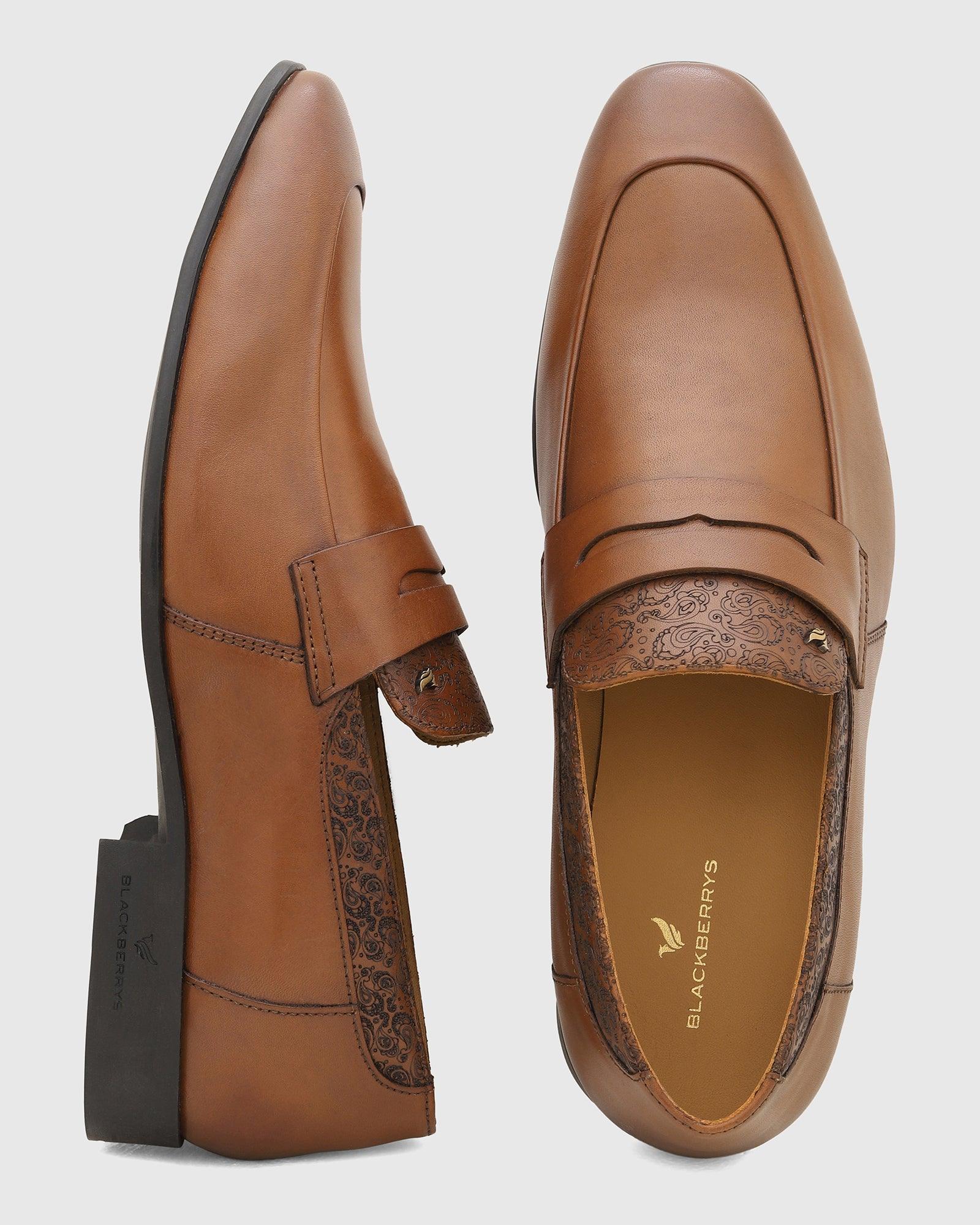 Leather Slip On Shoes In Tan (Red) - Blackberrys