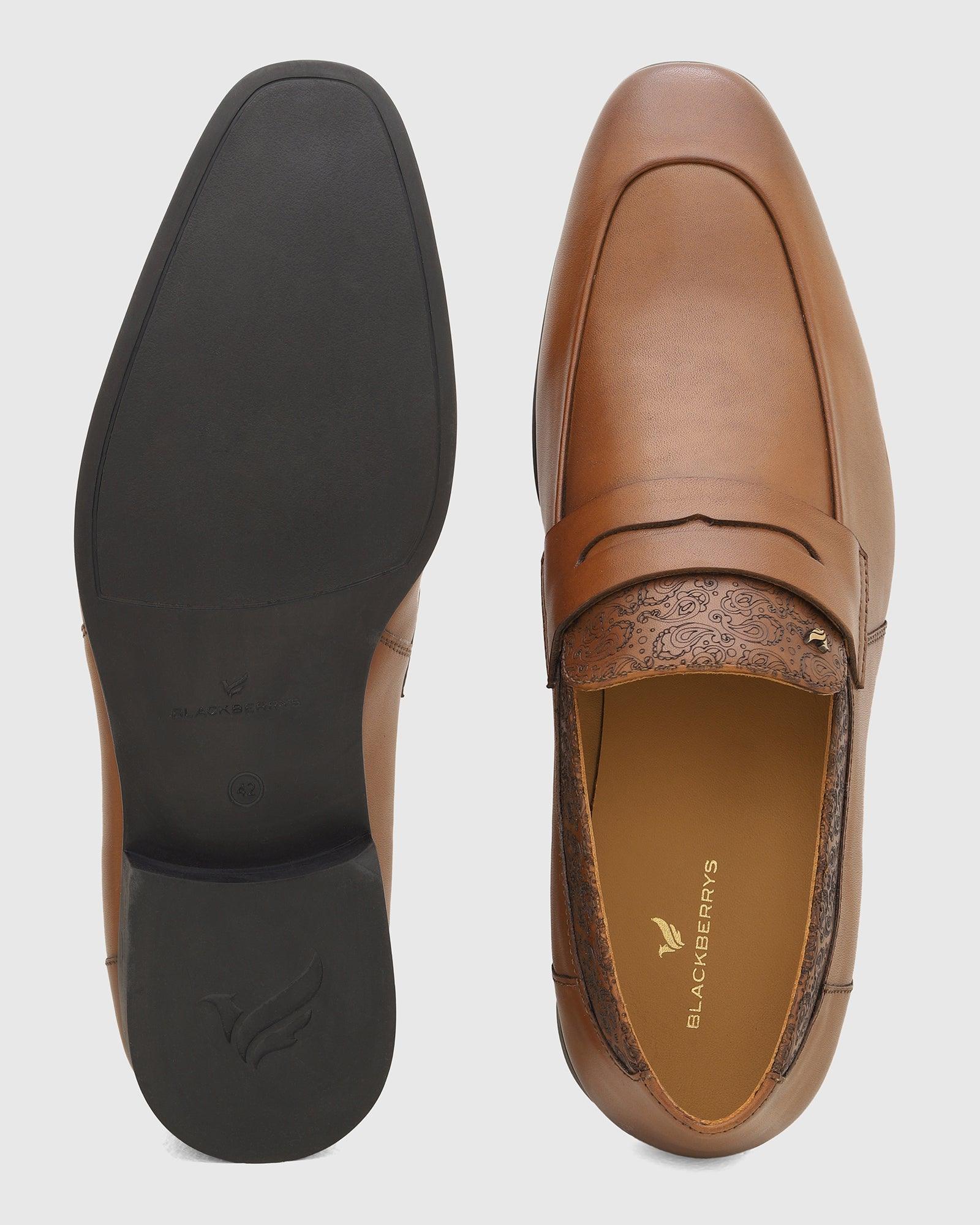 Leather Slip On Shoes In Tan (Red) - Blackberrys