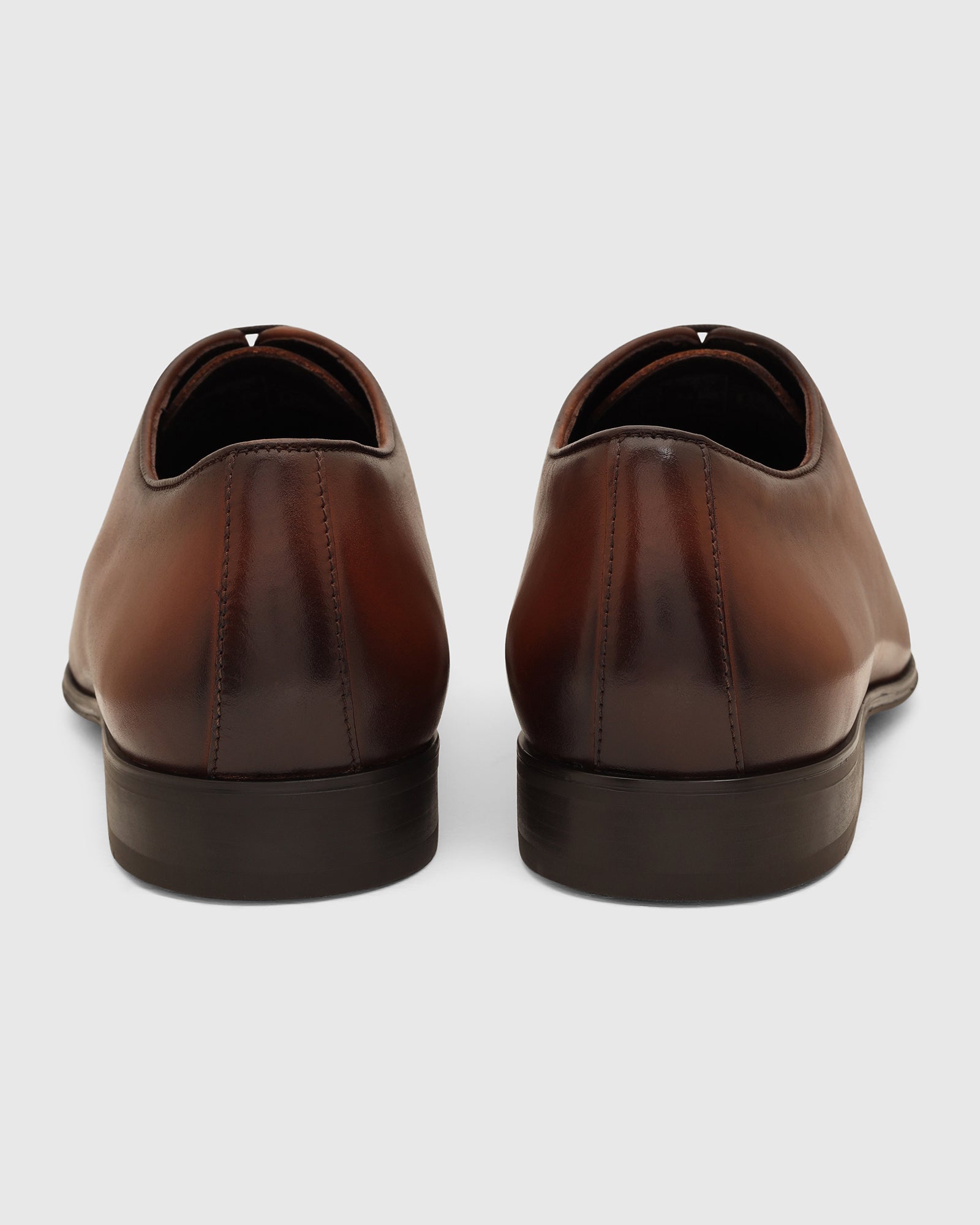 Leather Tan Burgundy Solid Shoes - Von