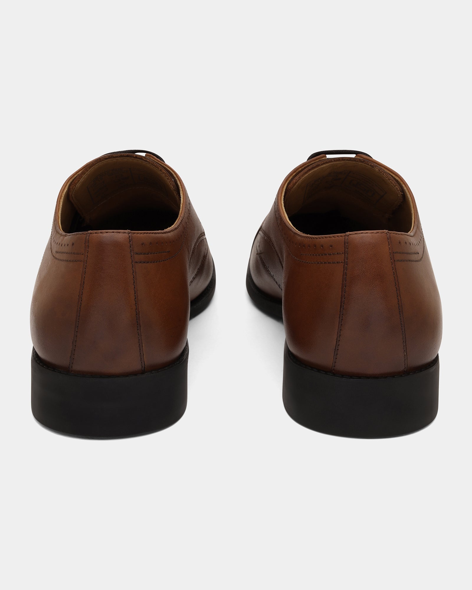 Leather Tan Solid Derby Shoes - Ally