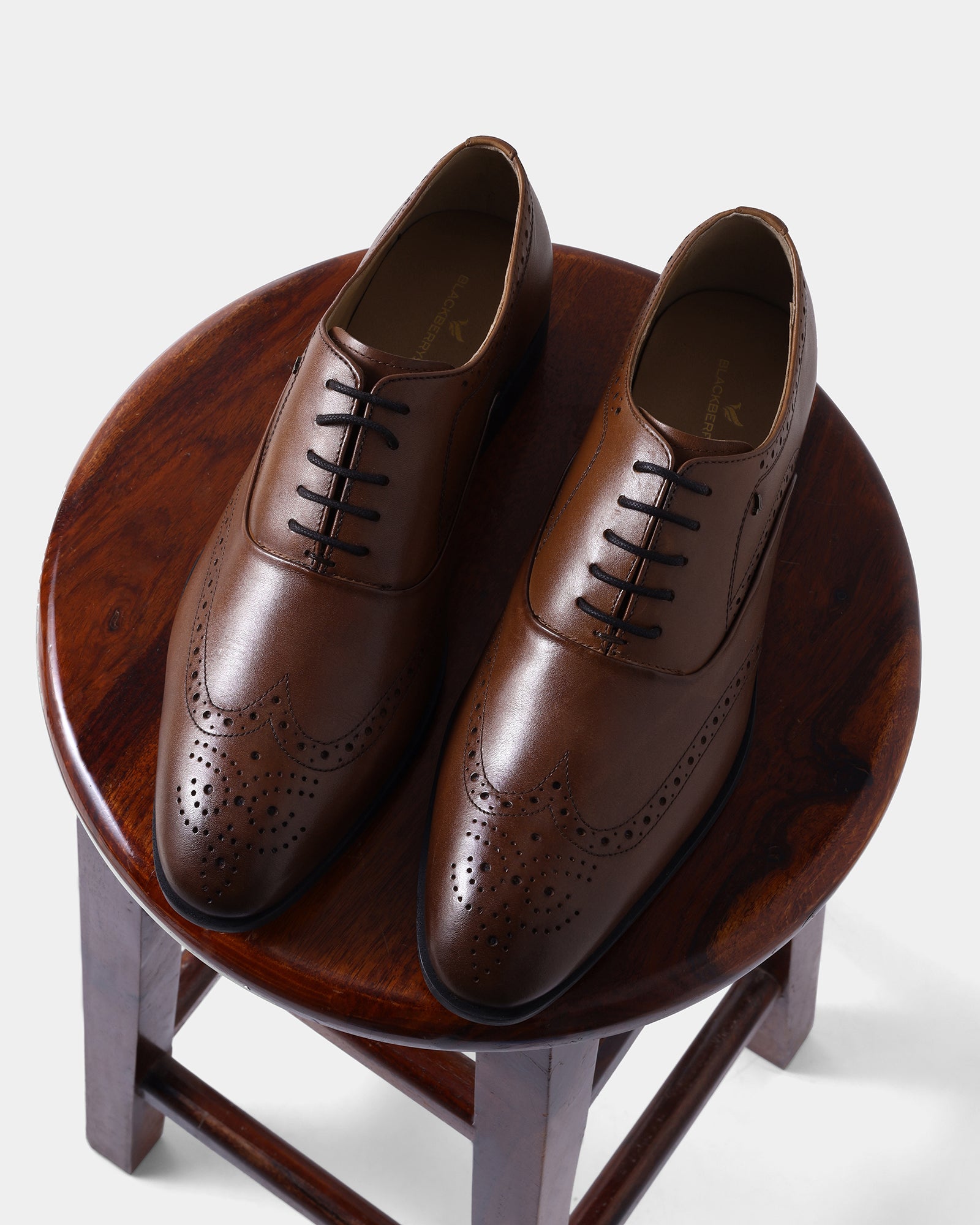 Leather Tan Solid Oxford Shoes - Advent