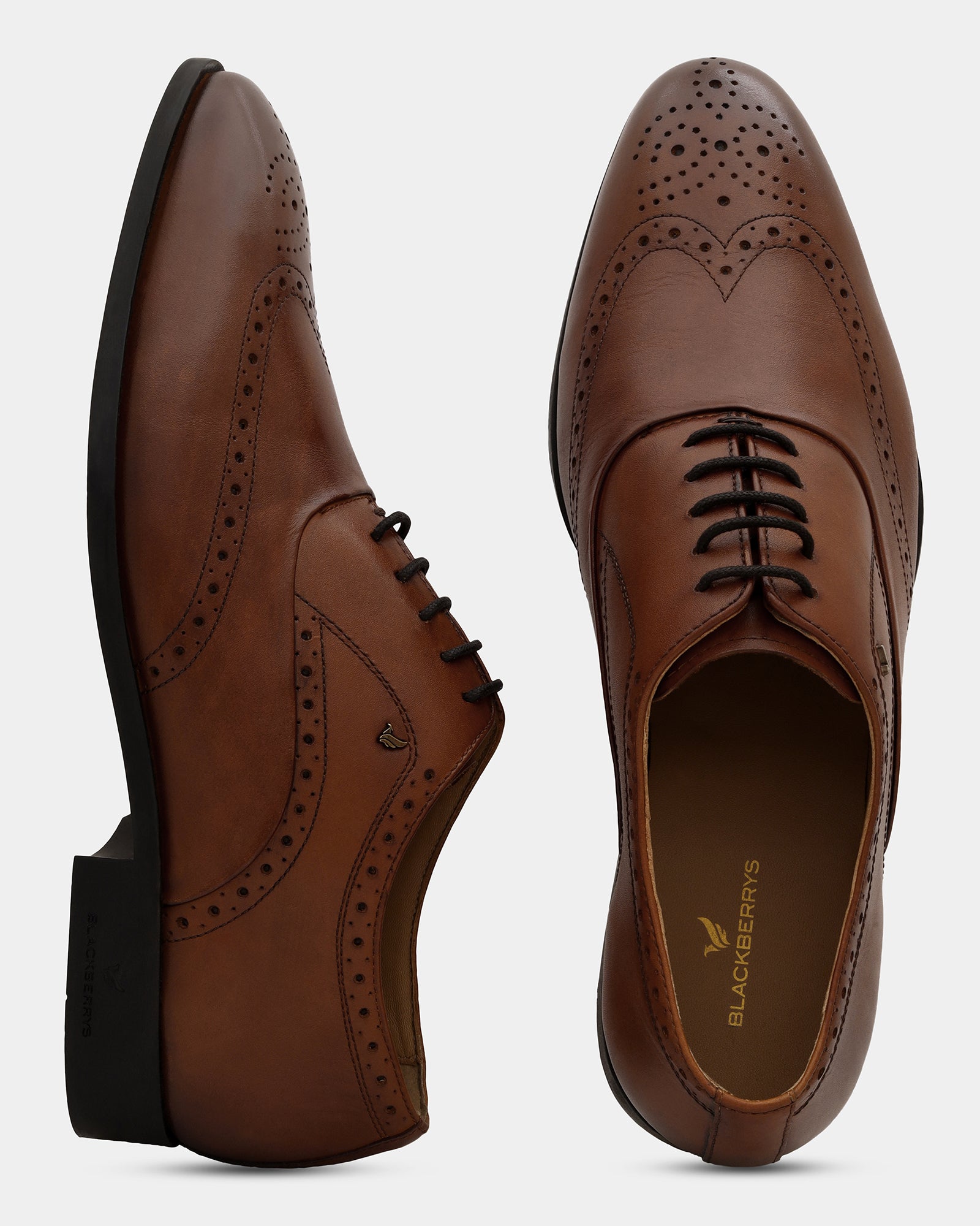 Leather Tan Solid Oxford Shoes - Advent