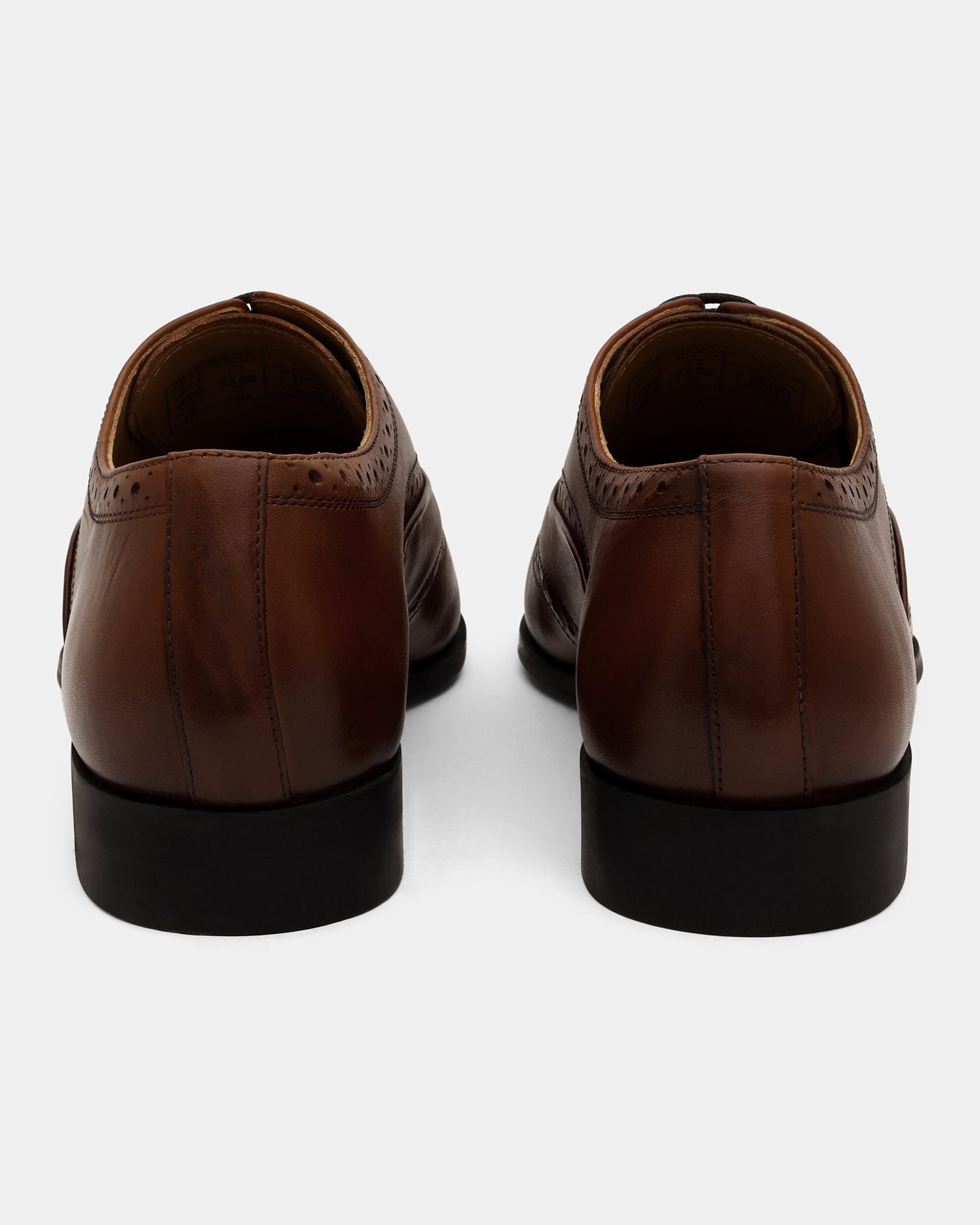 Leather Tan Solid Oxford Shoes - Advent