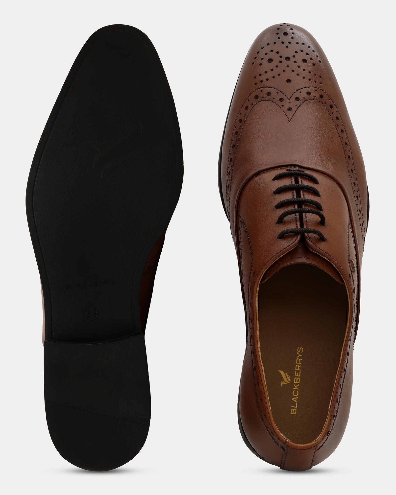 Leather Tan Solid Oxford Shoes - Advent