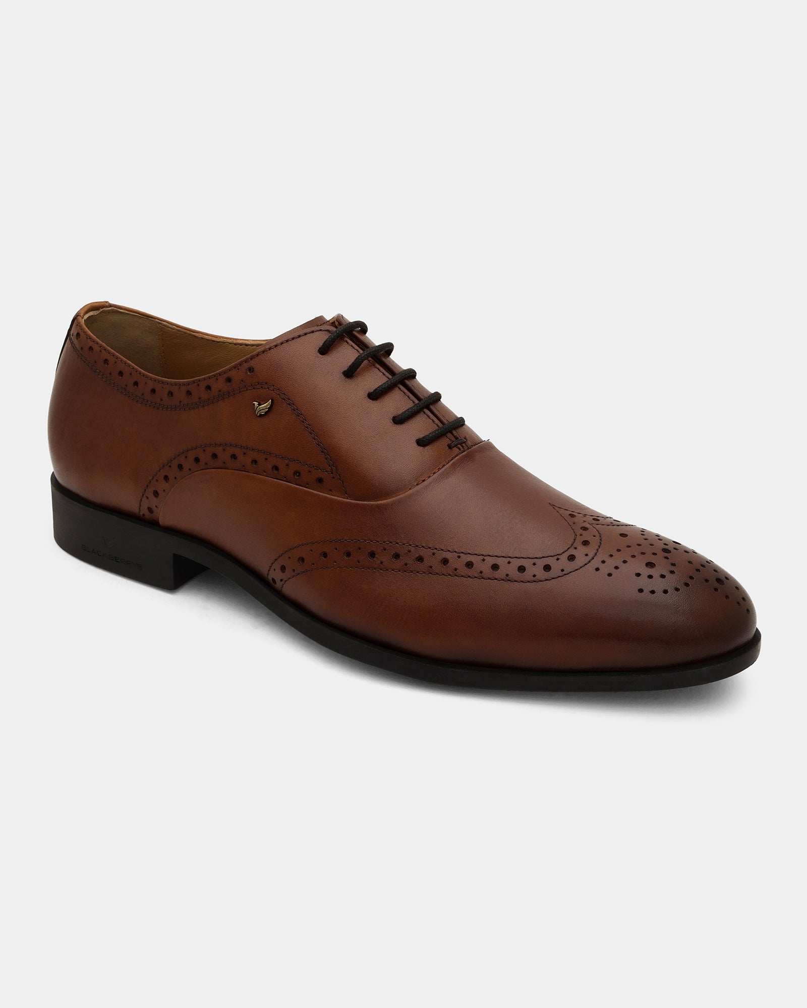 Leather Tan Solid Oxford Shoes - Advent