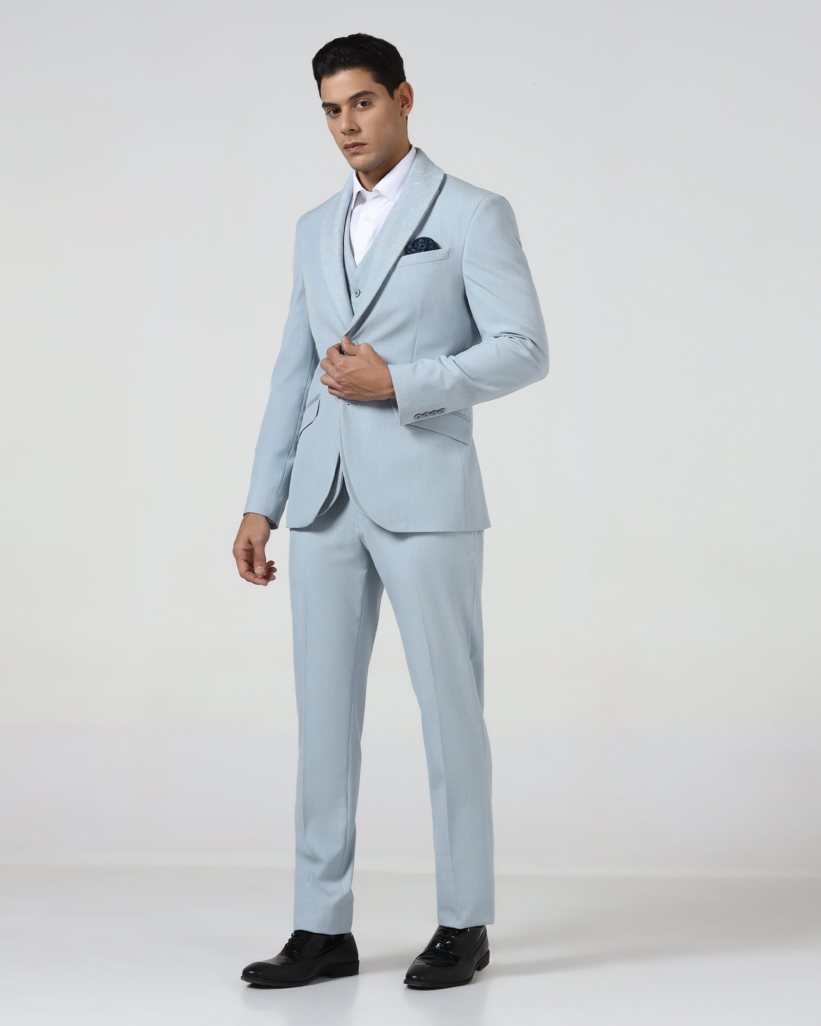 Light Blue Three Piece Solid Suit - Embro