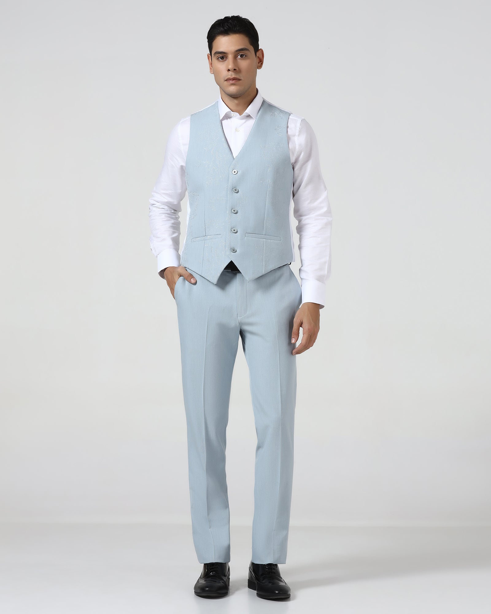 Light Blue Three Piece Solid Suit - Embro