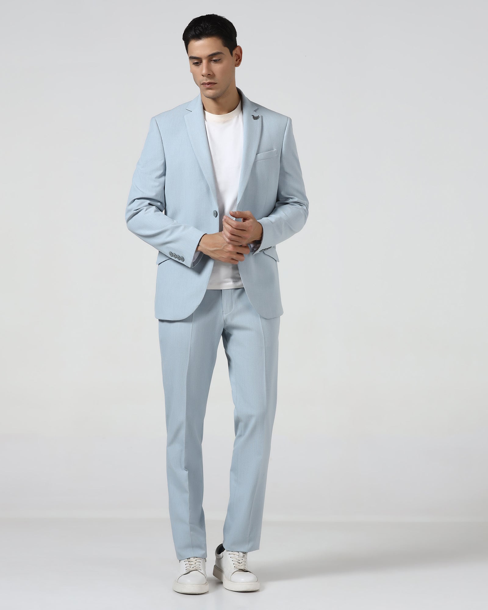 Light Blue Three Piece Solid Suit - Embro