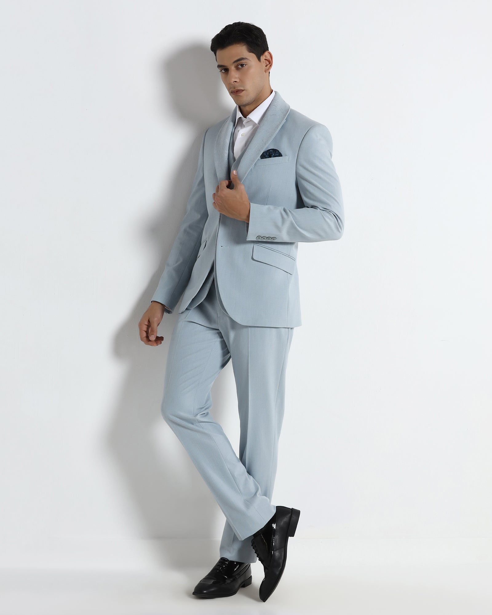 Light Blue Three Piece Solid Suit - Embro