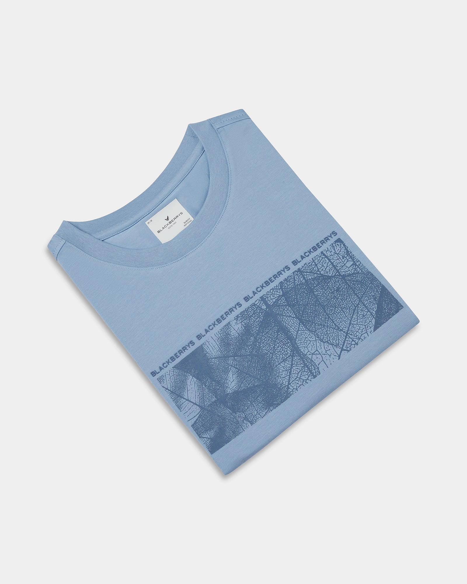 Light Blue Crew Neck Printed T-Shirt - Supi