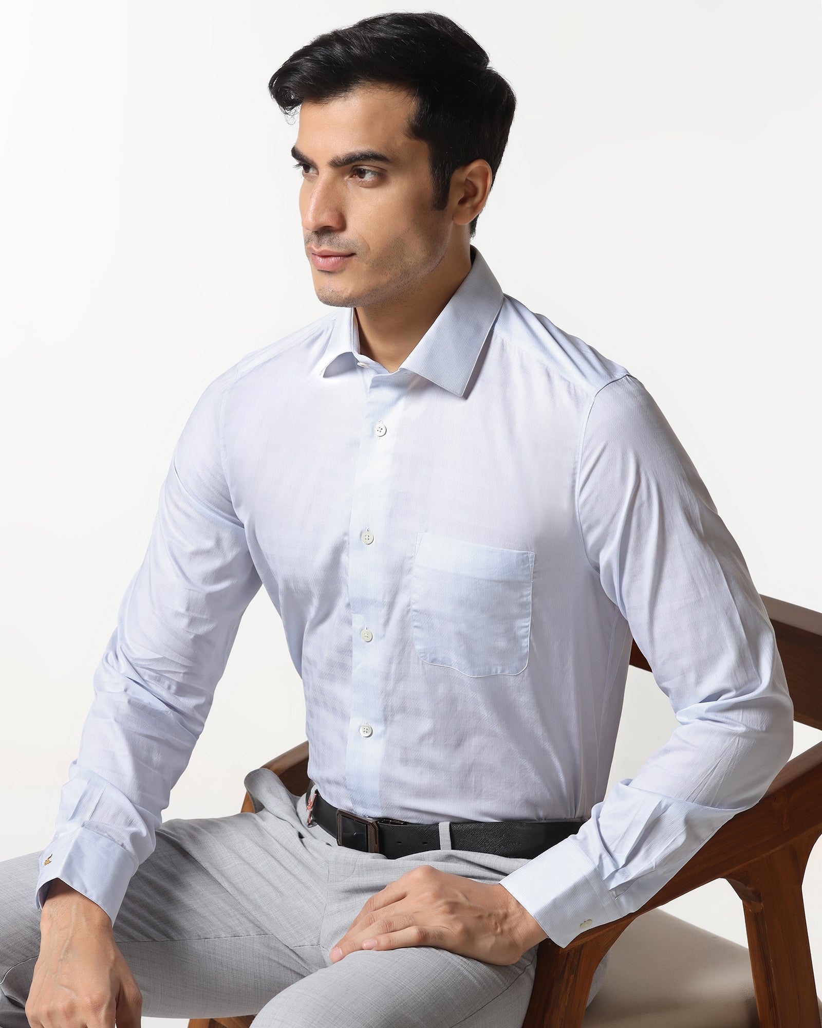 Light Blue Luxe Jacquard Shirt - Lyric